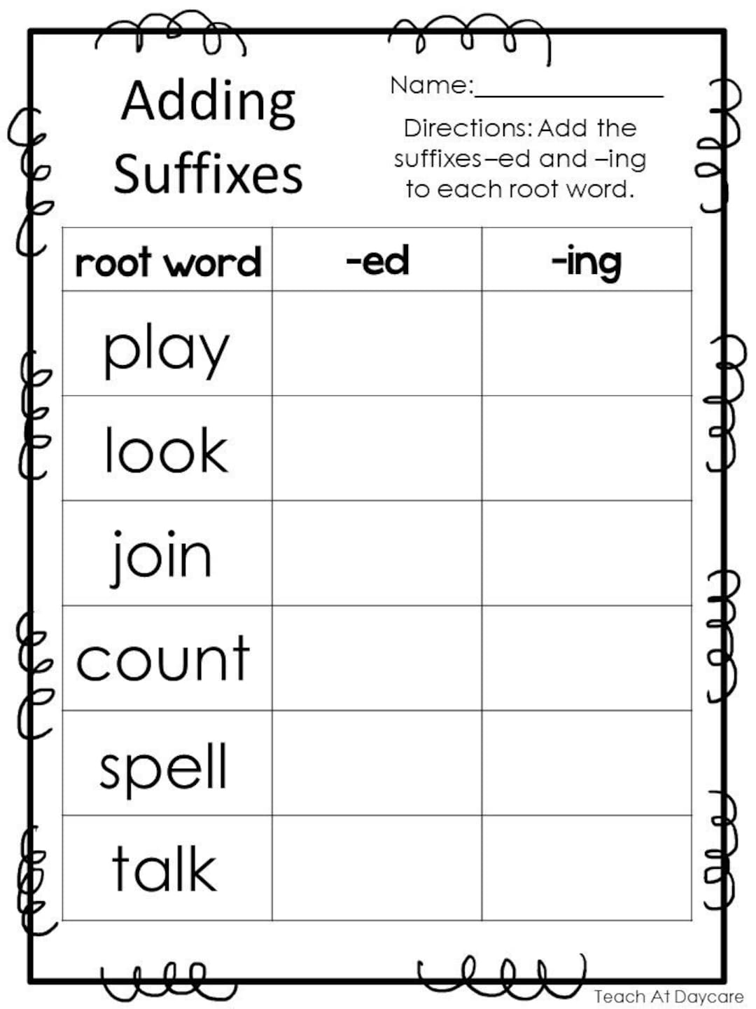 10 Printable Adding Suffixes Worksheets 1st 2nd Grade ELA Worksheets Etsy