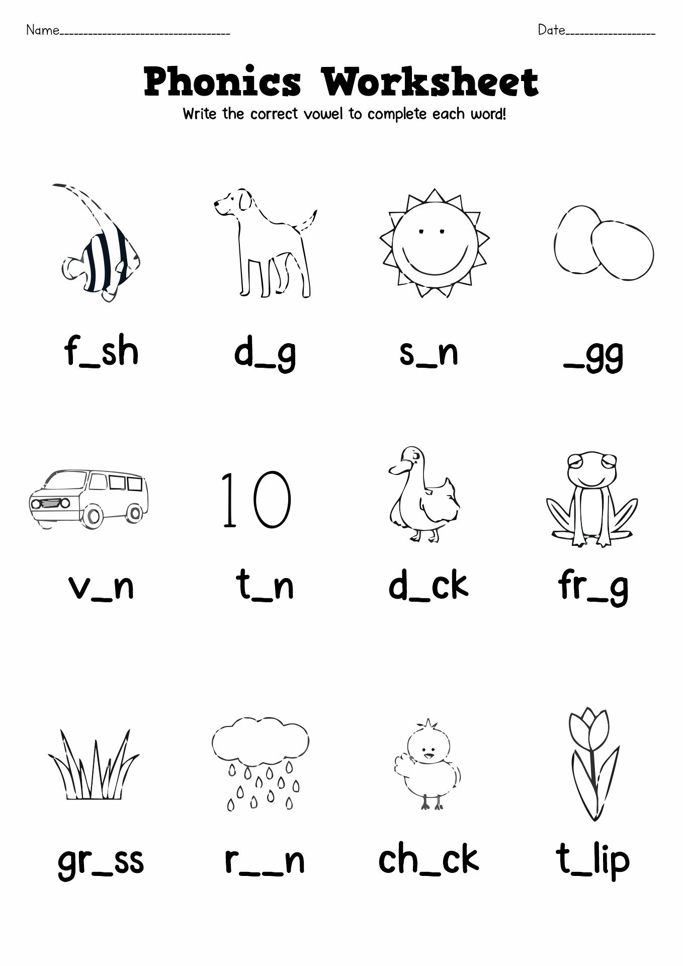 First Grade Free Printable Worksheets Phonics