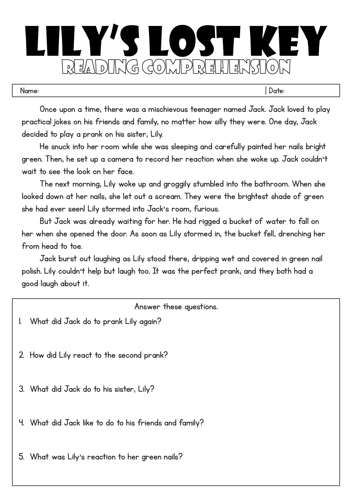 9Th Grade Reading Comprehension Printable Worksheets