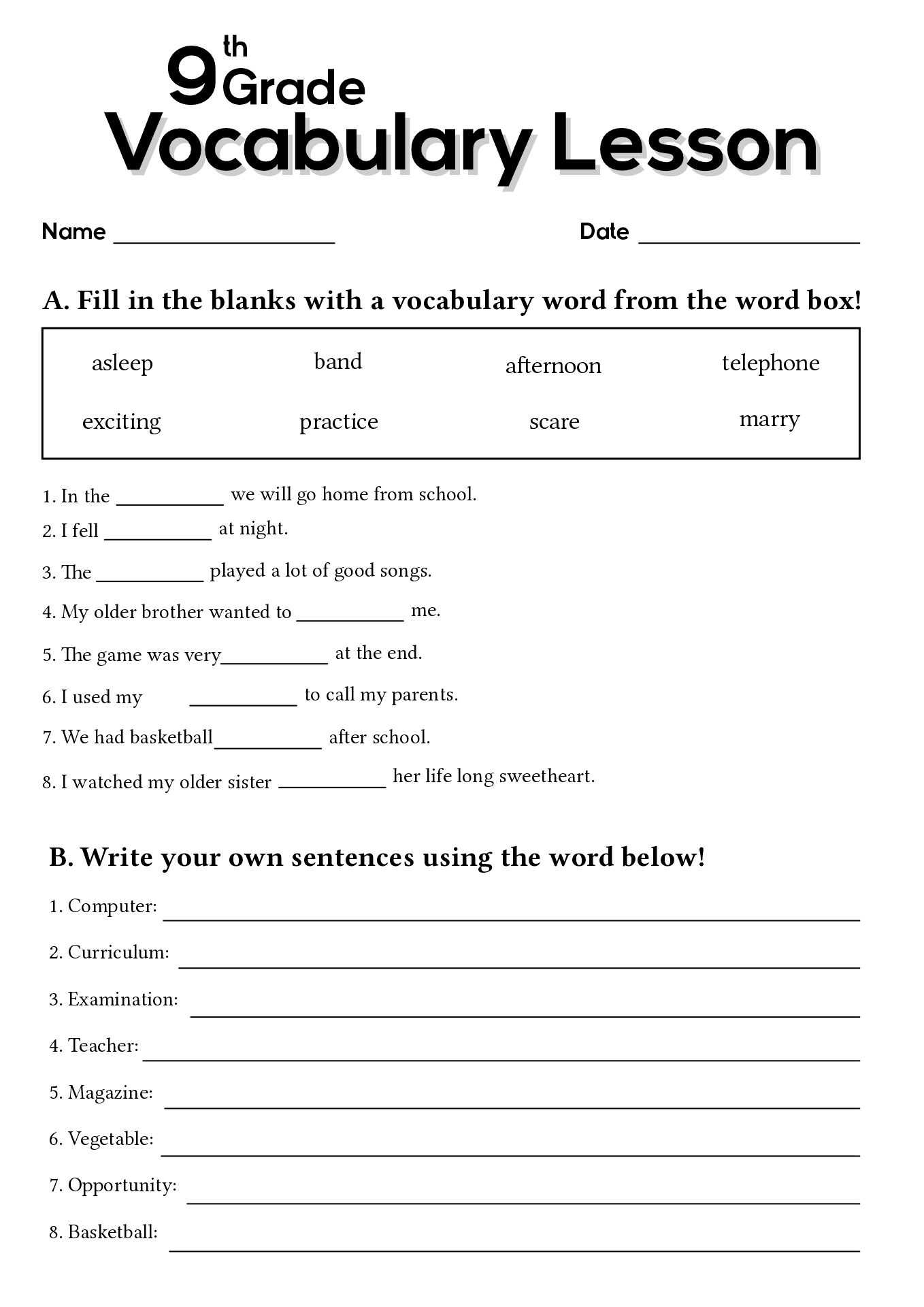 17 9th Grade Worksheets Spelling Words Spelling Words Worksheets Library