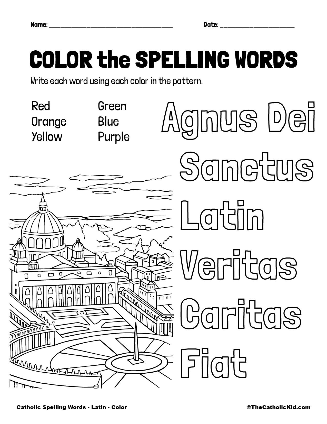 Catholic Church 1St Grade Printable Worksheets Color
