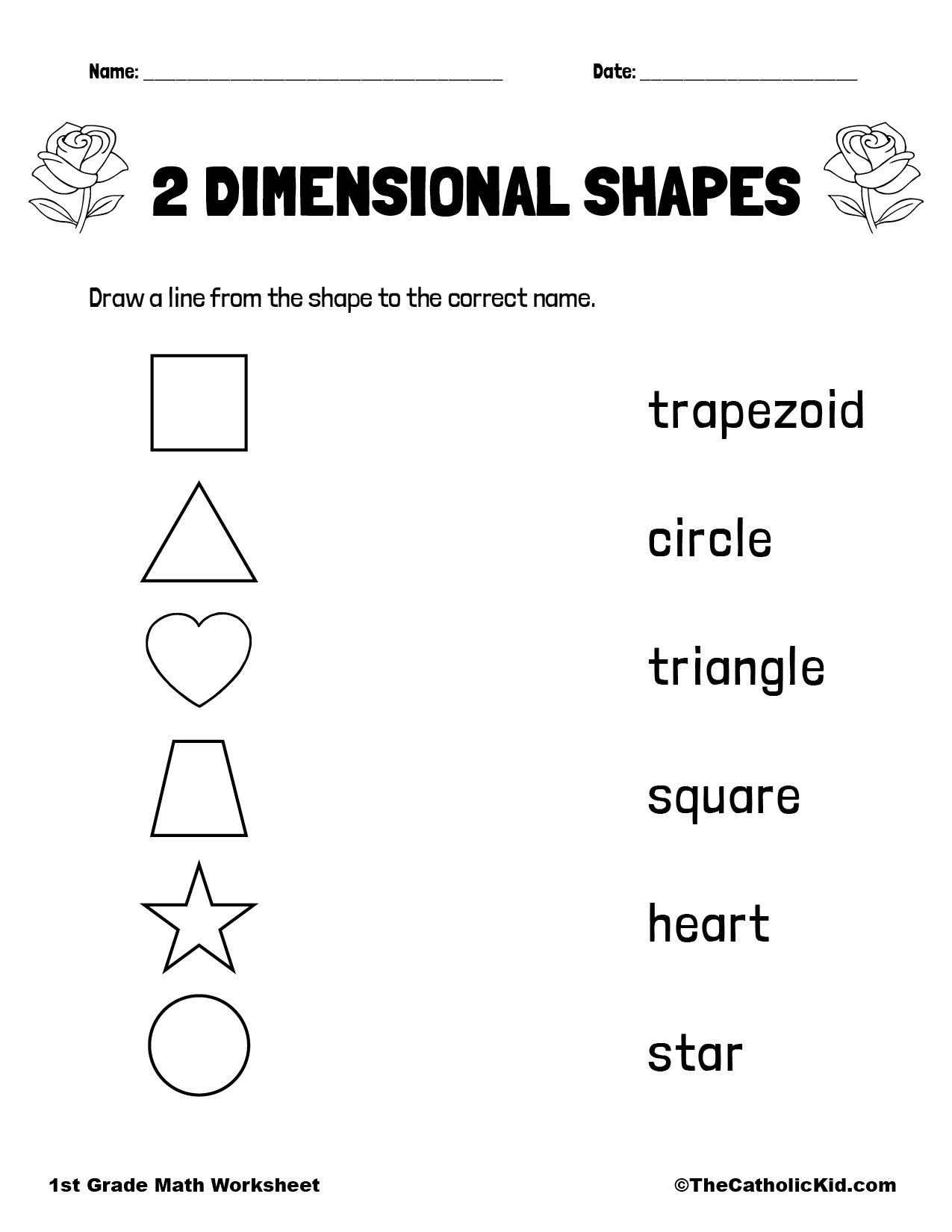 2 Dimensional Shapes Printable Worksheets