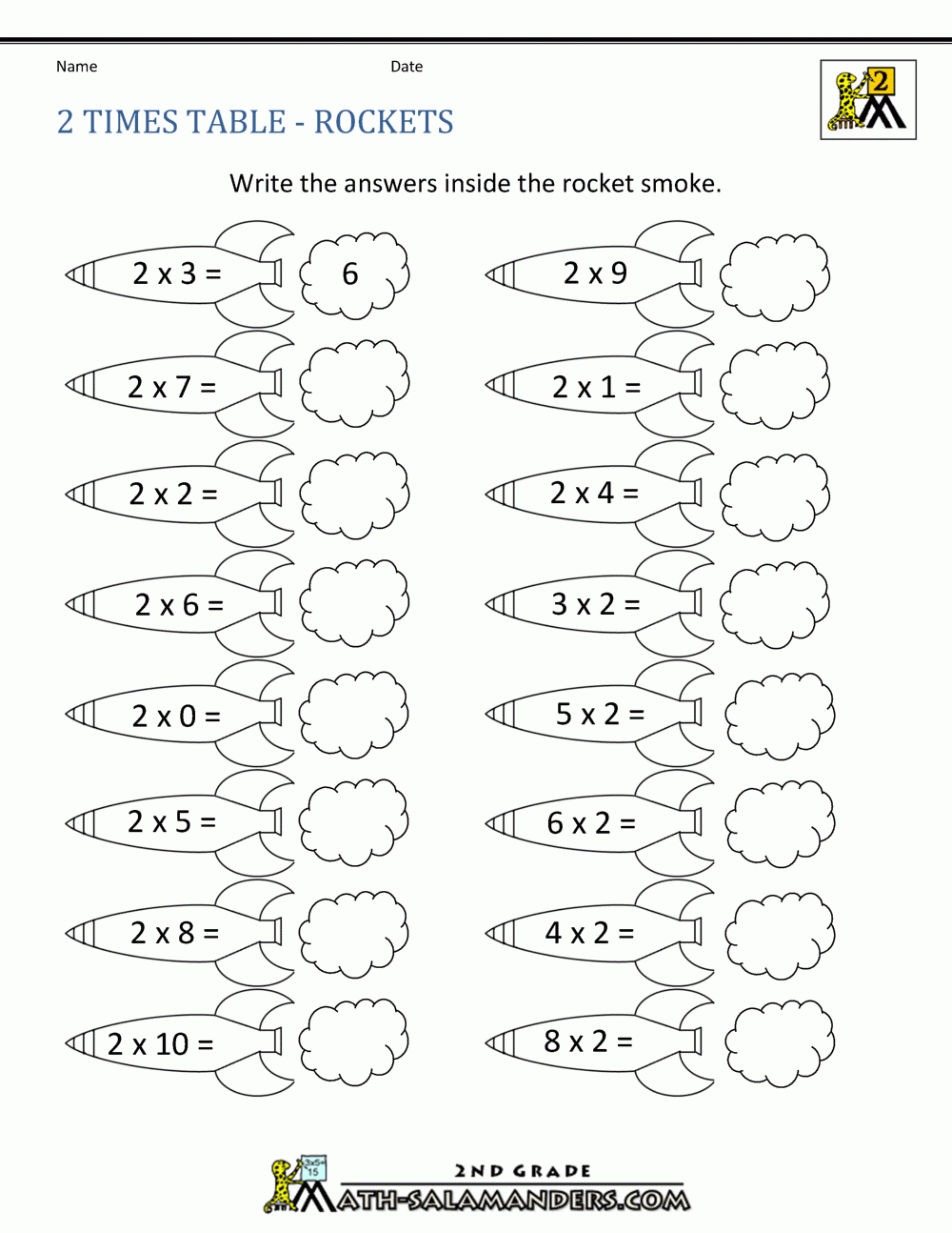 2 Times Table Printable Worksheets