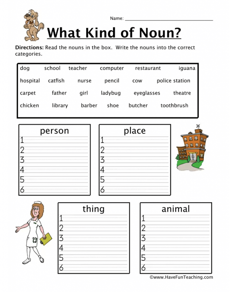 First Grade Printable Grammar Worksheets