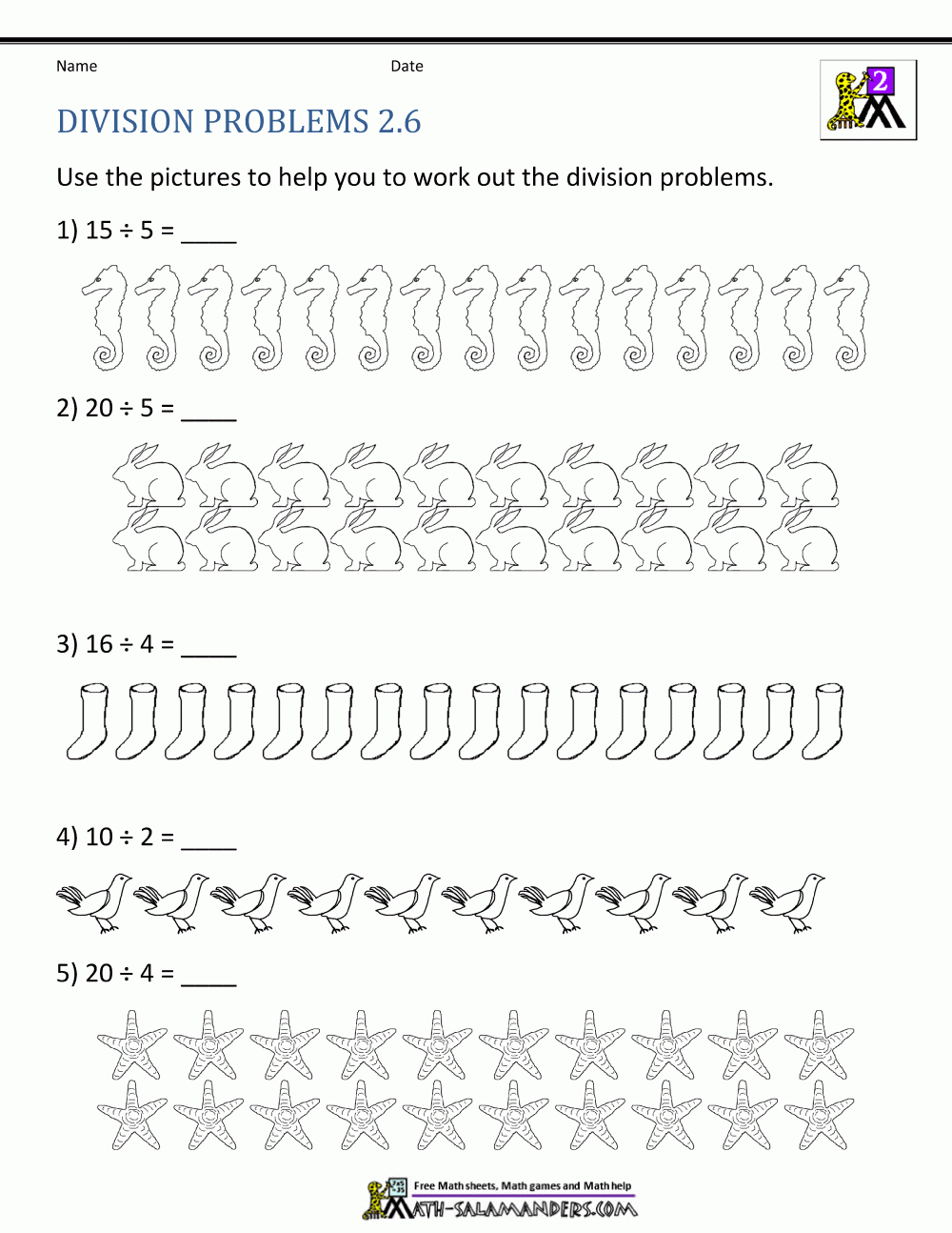 2Nd Grade Division Worksheets Printable