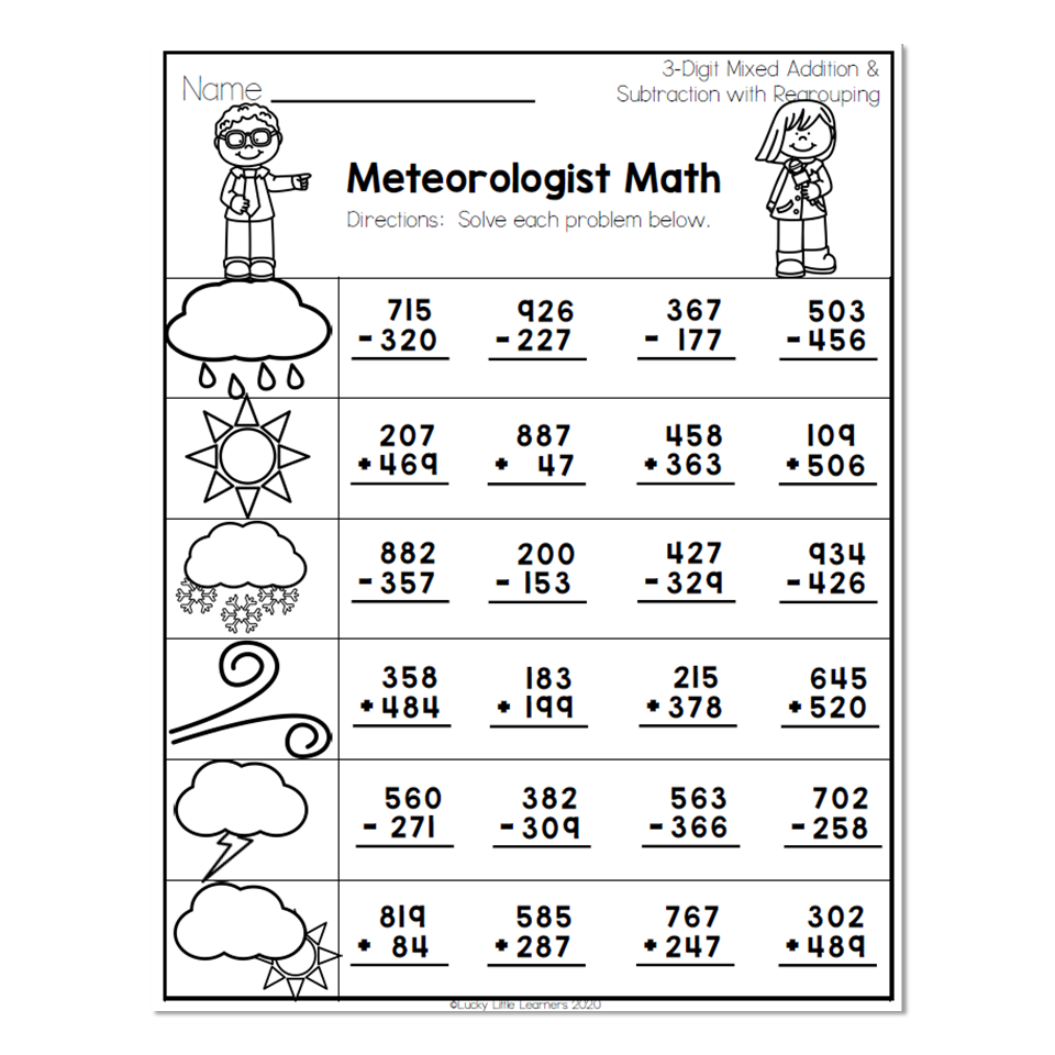 3 Digit Addition And Subtraction Worksheets Printable