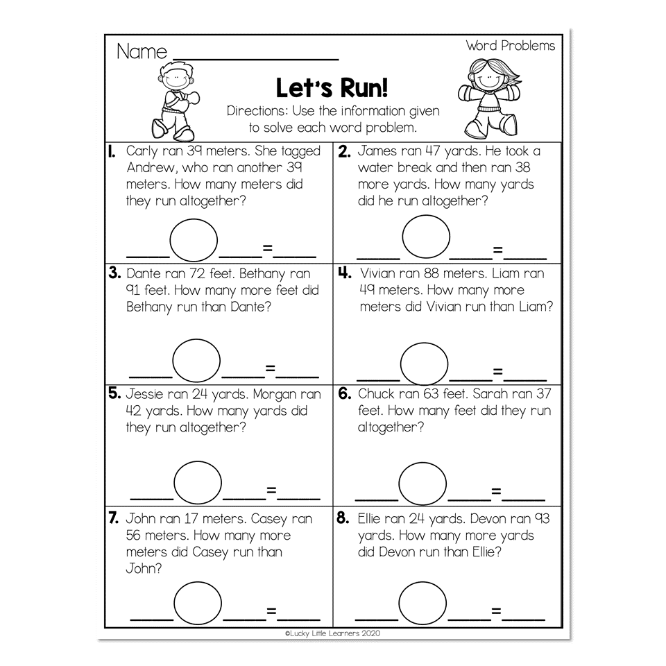 2Nd Grade Math Word Problems Printable Worksheets