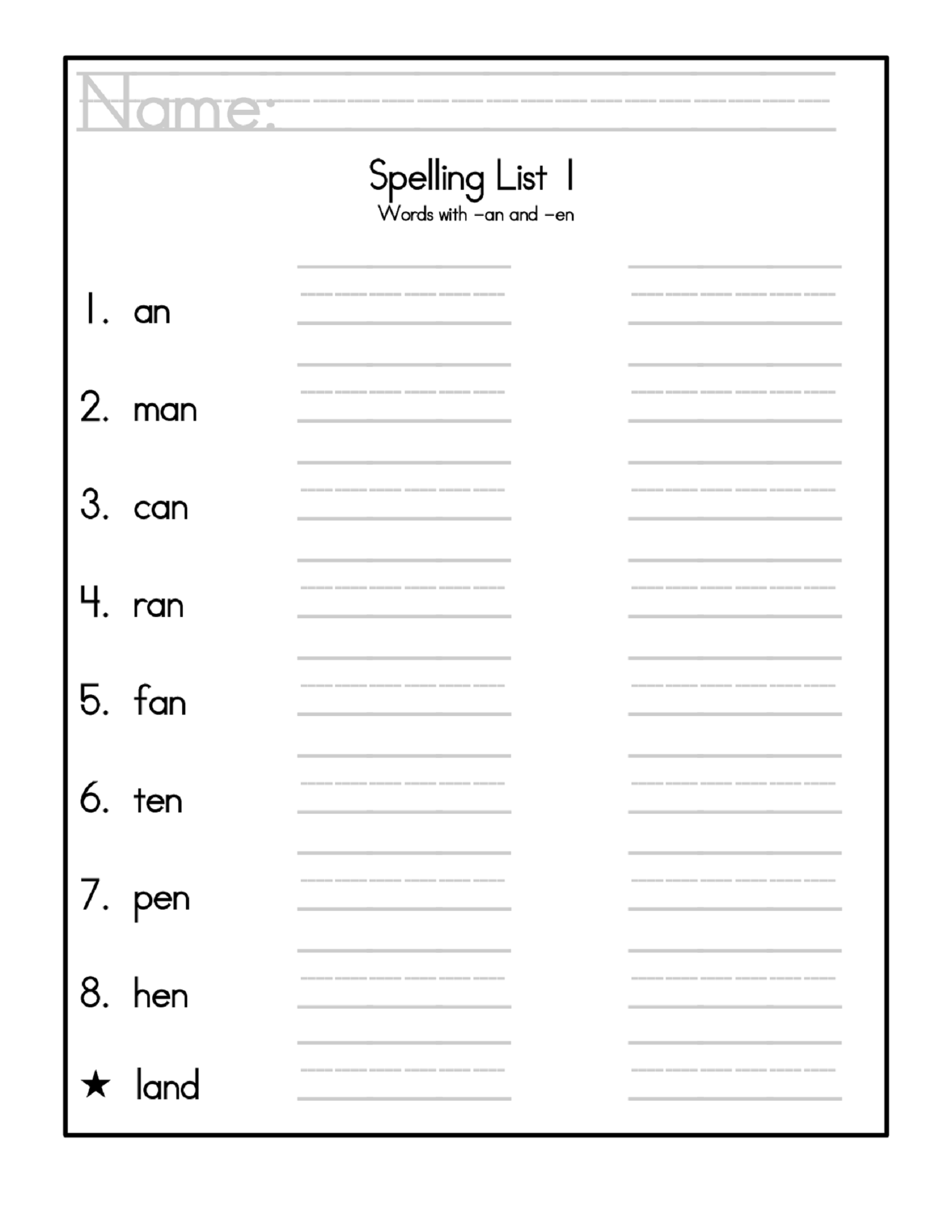 2Nd Grade Spelling Worksheets Printable