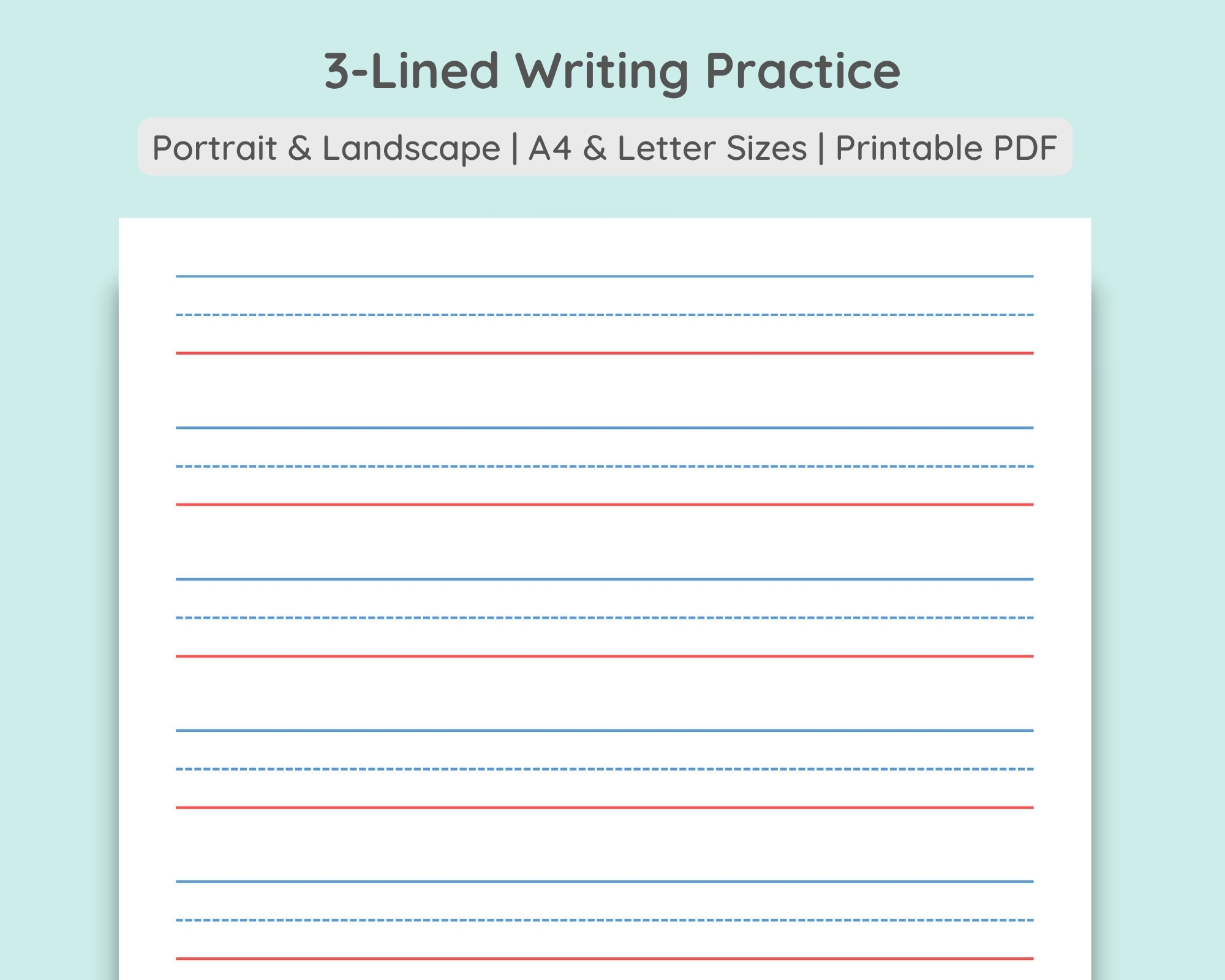 Color Lined Paper Printable Calligraphy Worksheets