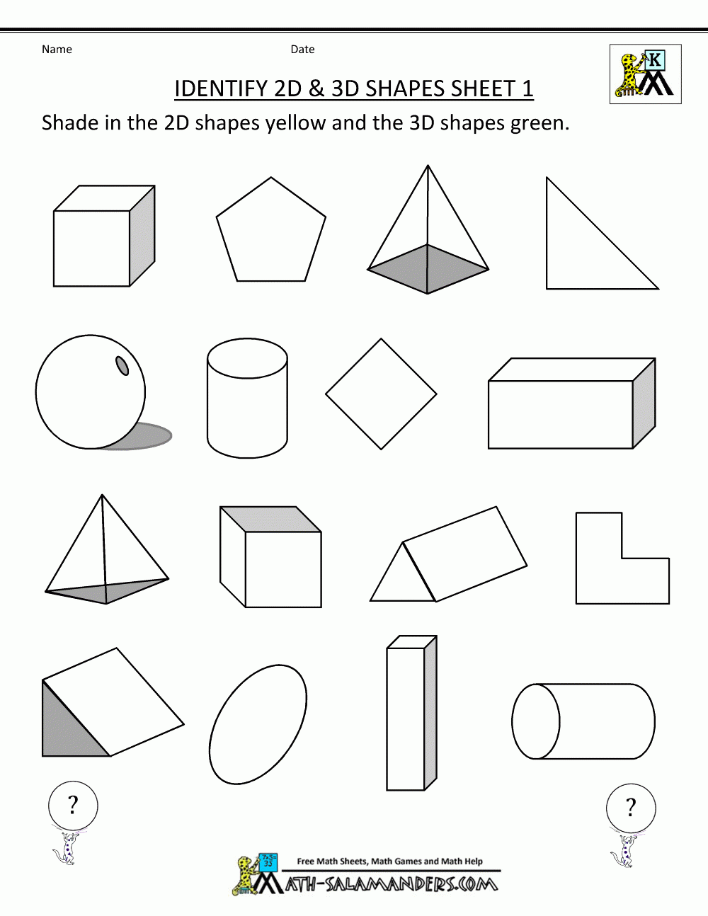 2 Dimensional Vs 3 Dimensional Worksheets Printable