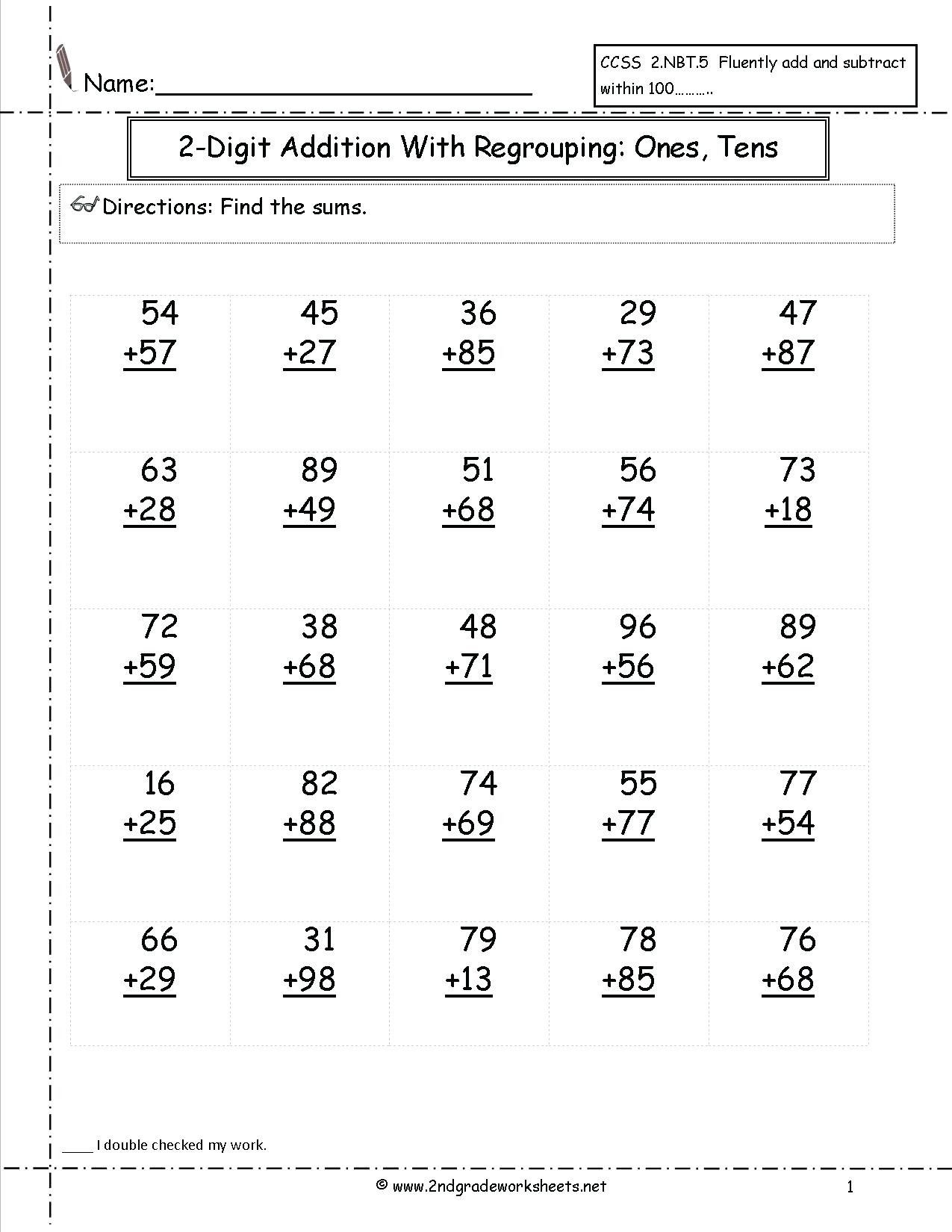 3Rd Grade 2 Digit Math Worksheets Printable