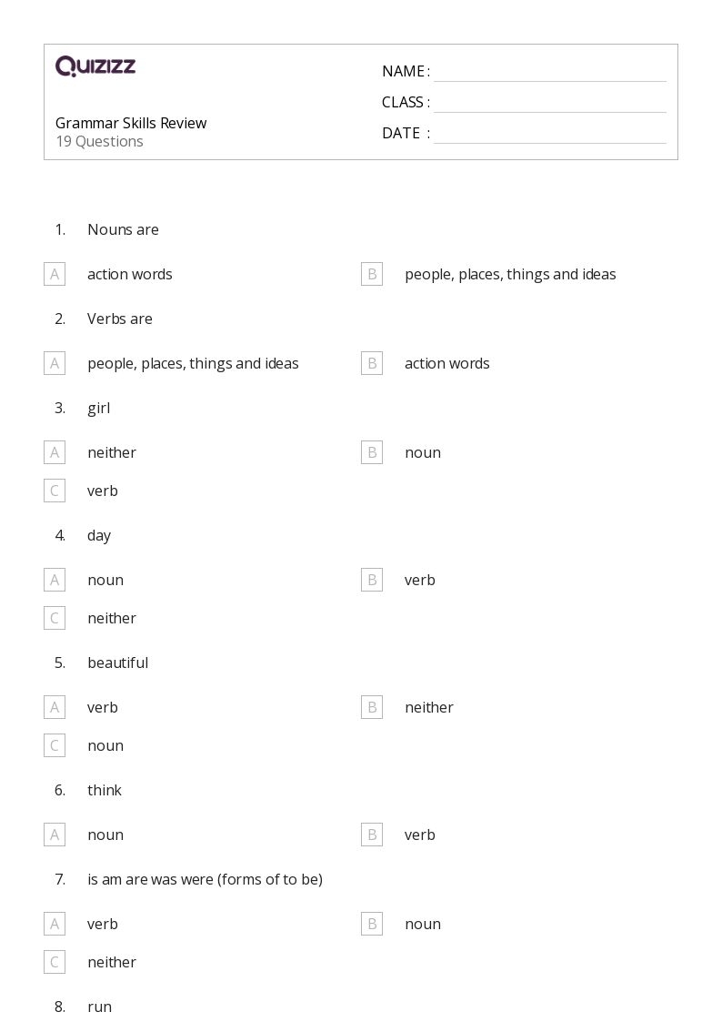 9Th Grade Grammar Worksheets Printable