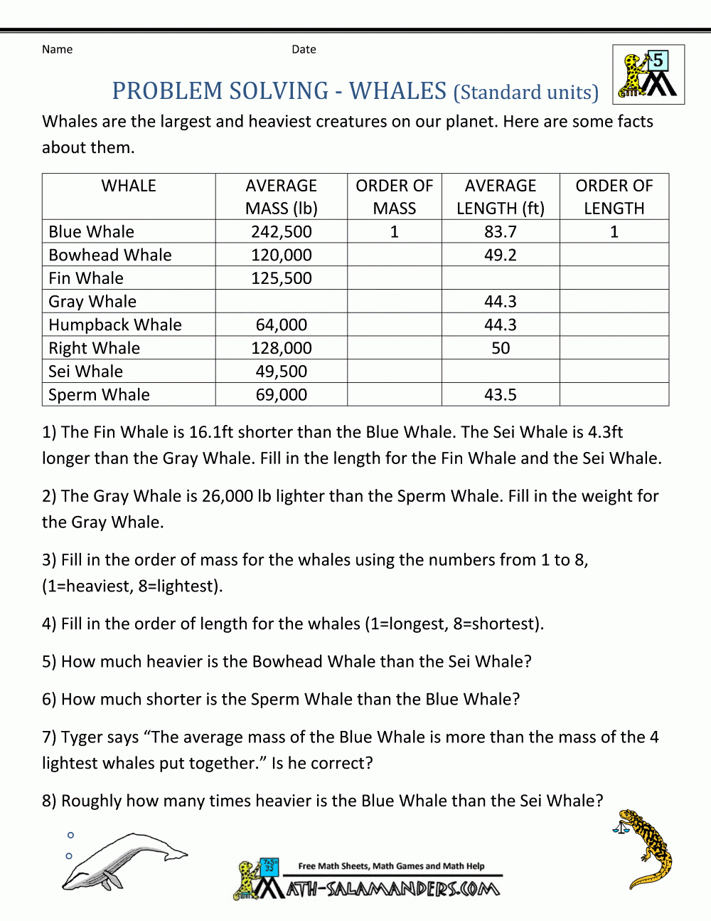 5th Grade Math Word Problems