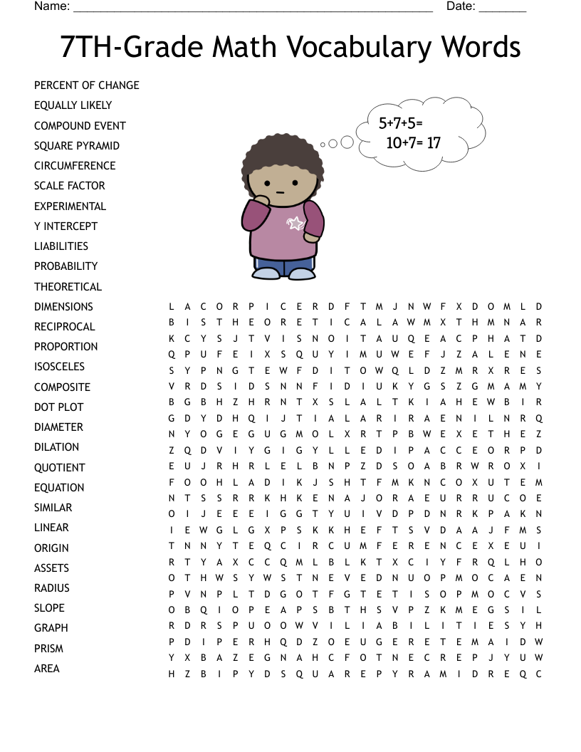 7Th Grade Math Worksheets Puzzles Printable