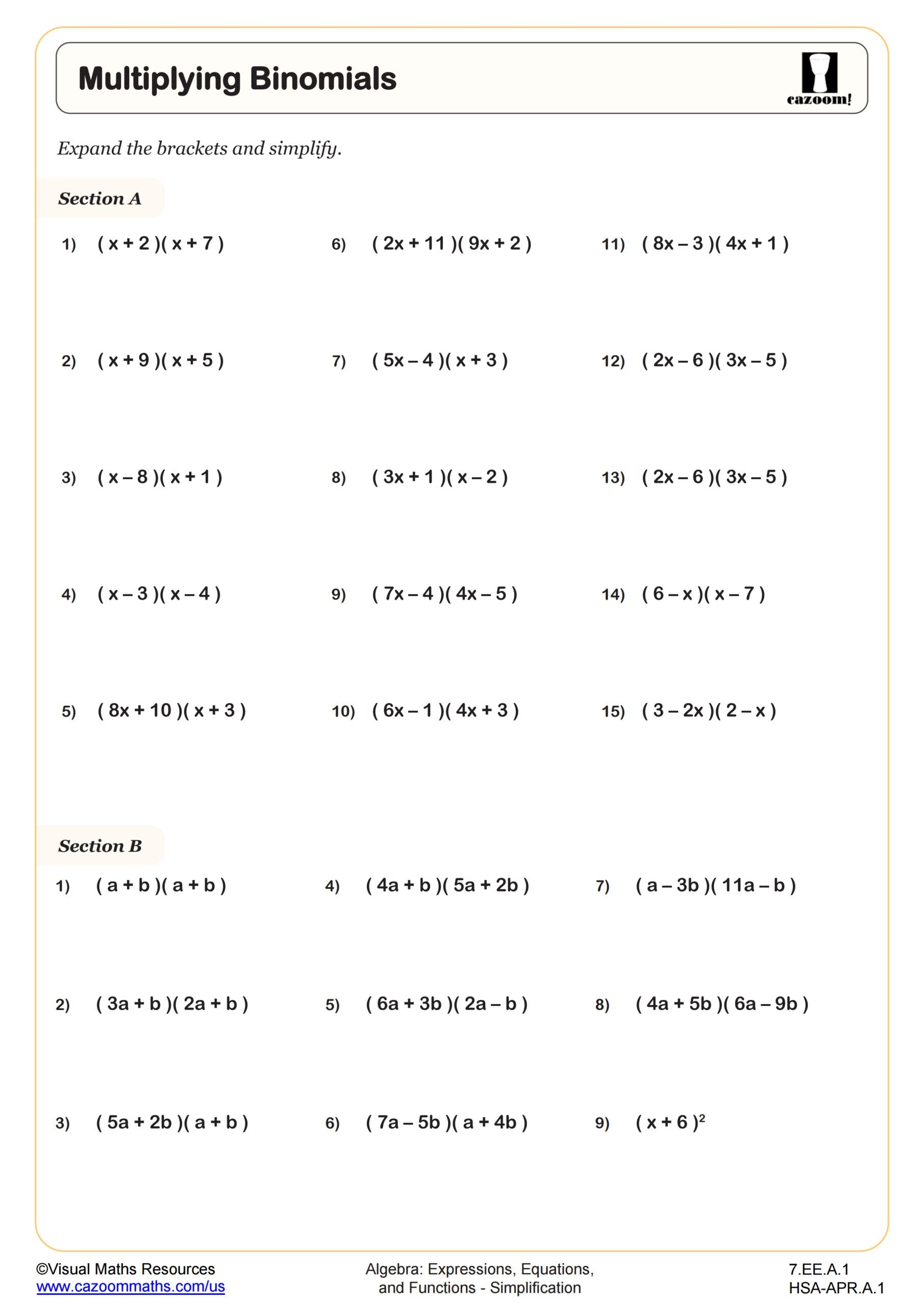 7Th Grade Math Worksheets Printable With Answers