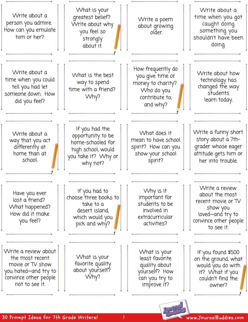7Th Grade Writing Worksheets Printable
