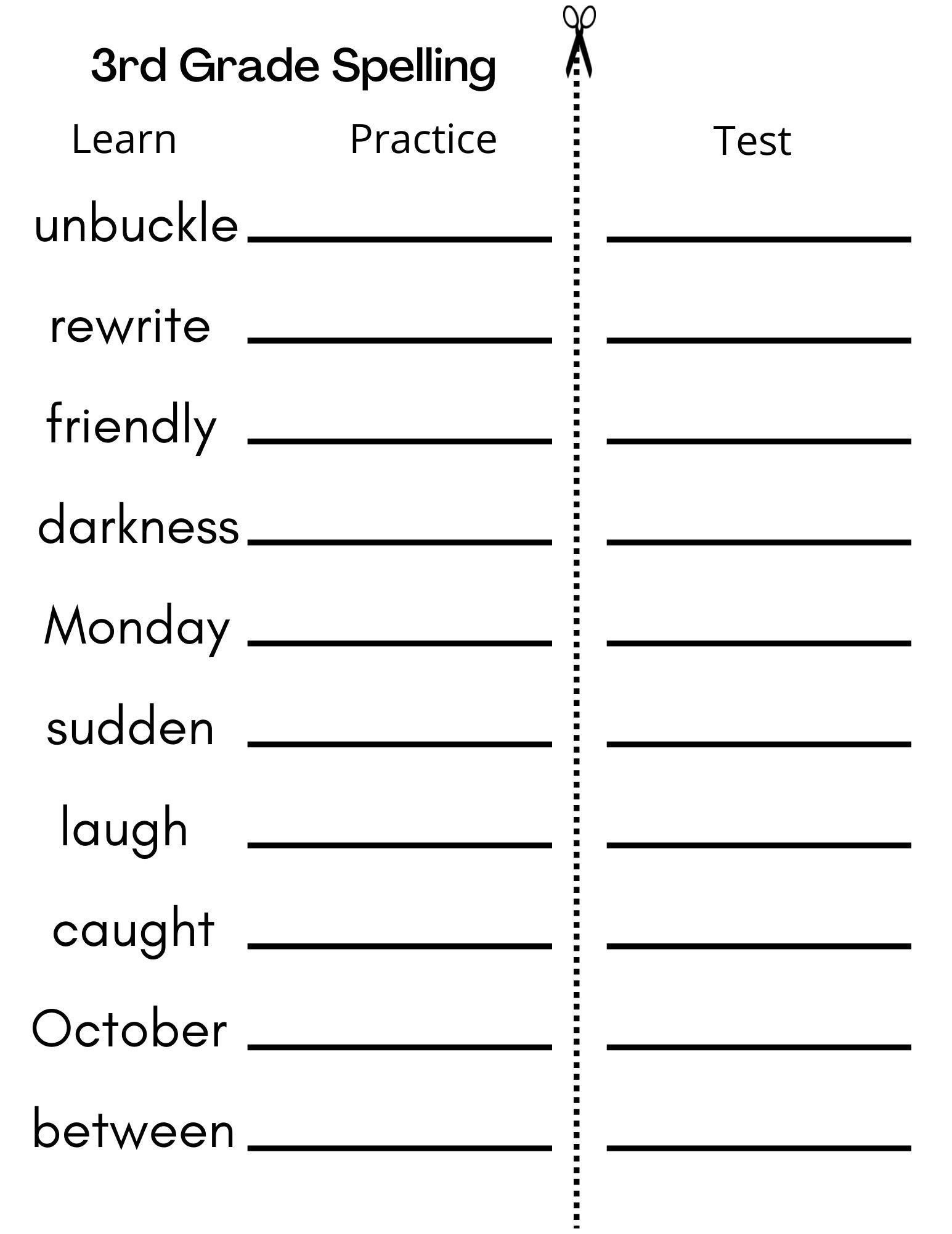 8 Printable Third Grade Spelling Writing Spelling Test Etsy