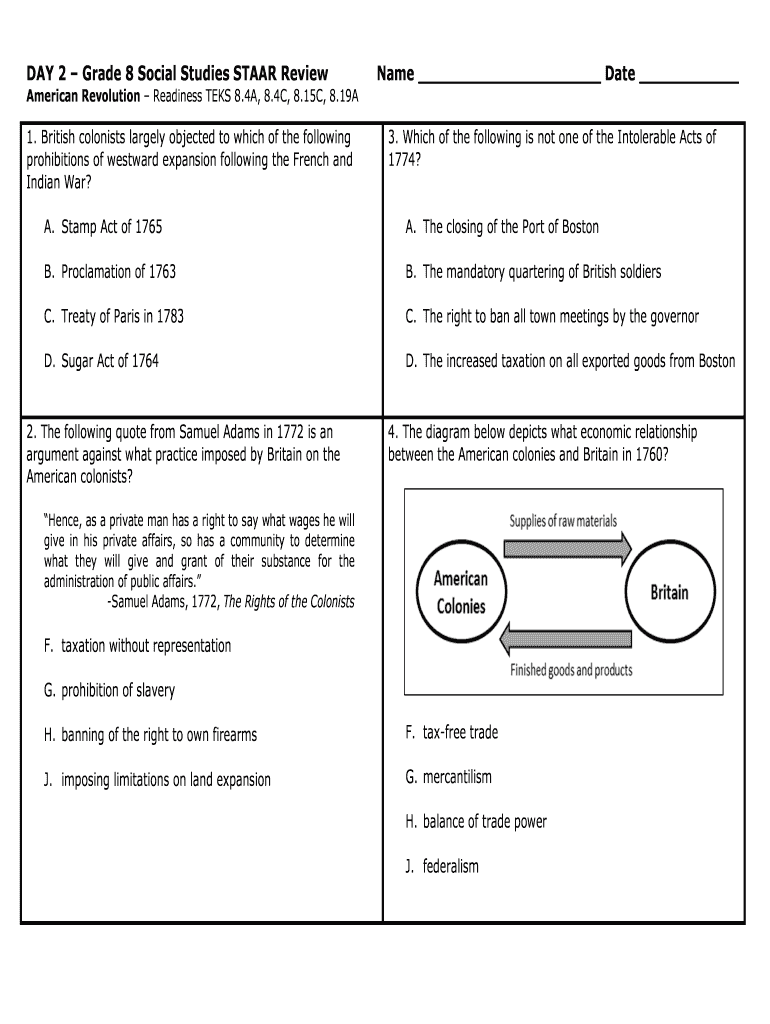 8Th Grade History Printable Worksheets