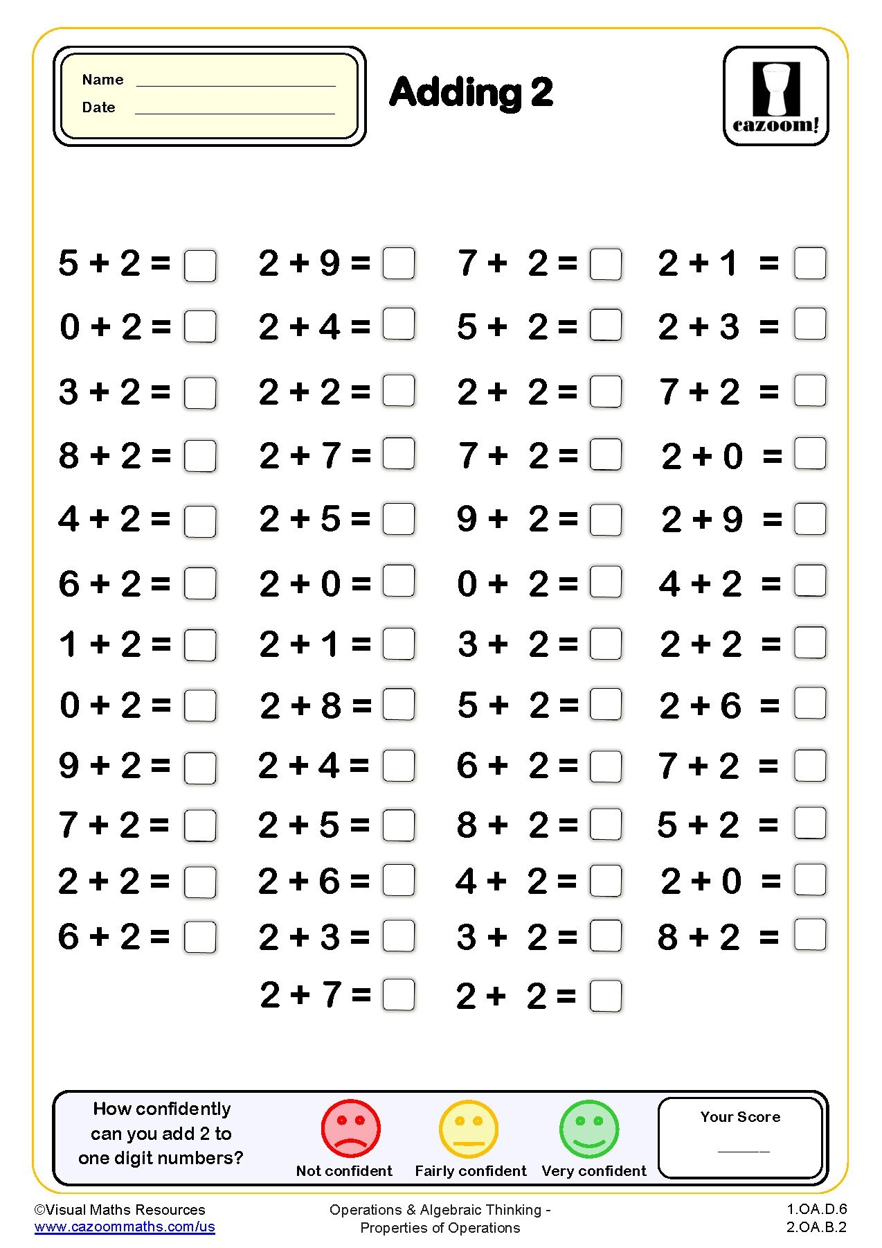 Addition Worksheets For 2 Printable