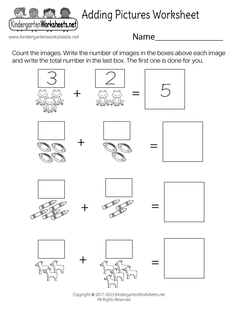 Adding With Pictures Printable Worksheets