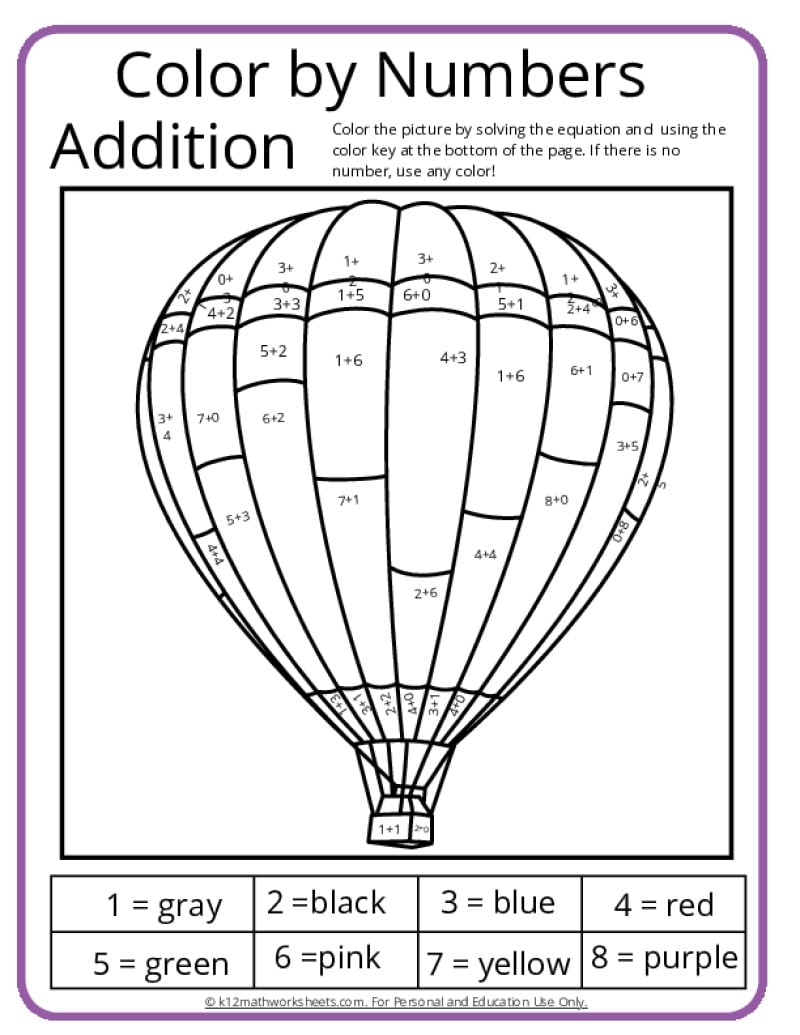 Color By Number Addition Worksheets Free Printable