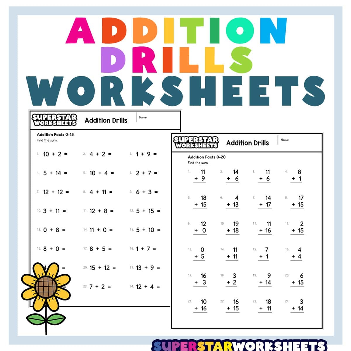 Addition Facts To 10 Printable Worksheets