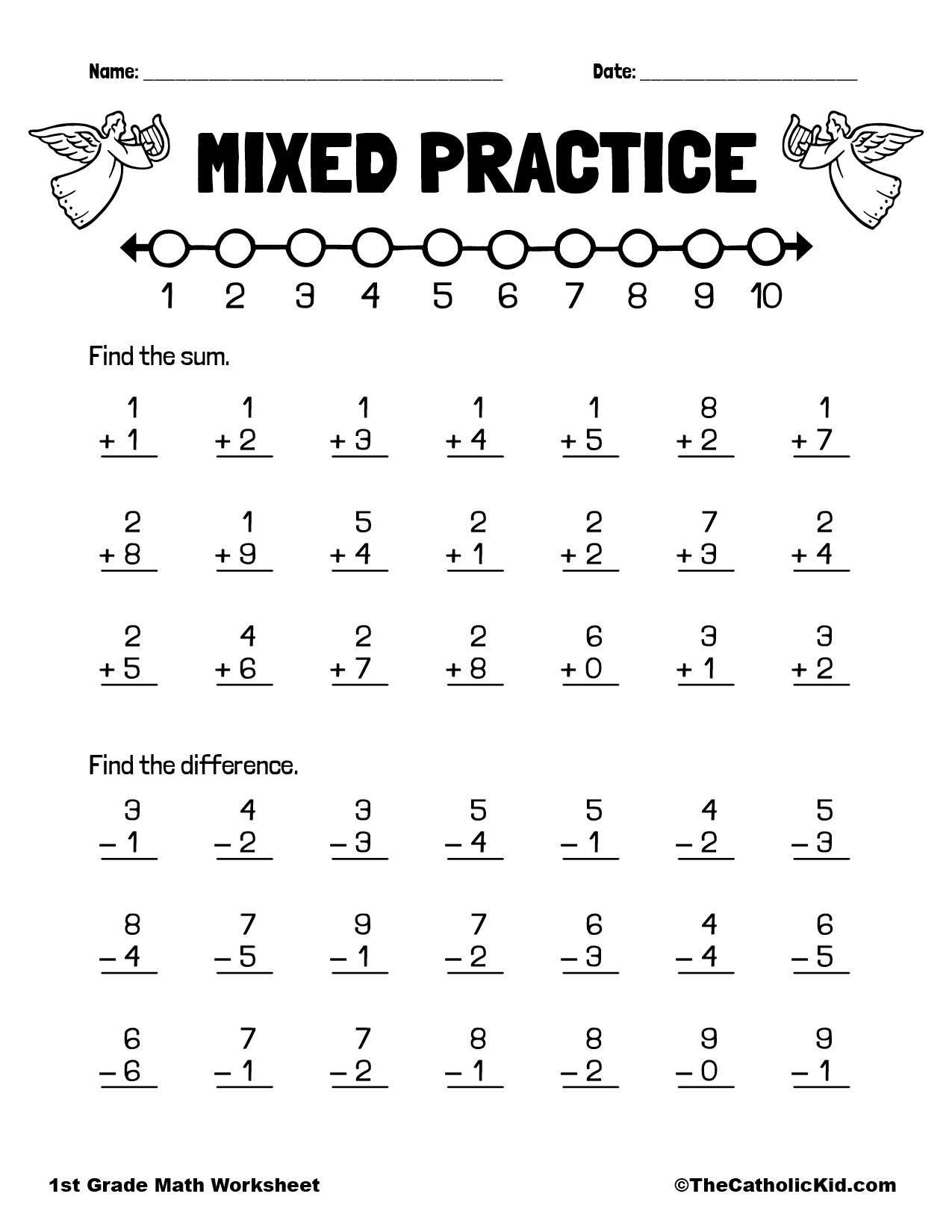 1St Grade Math Printable Worksheets