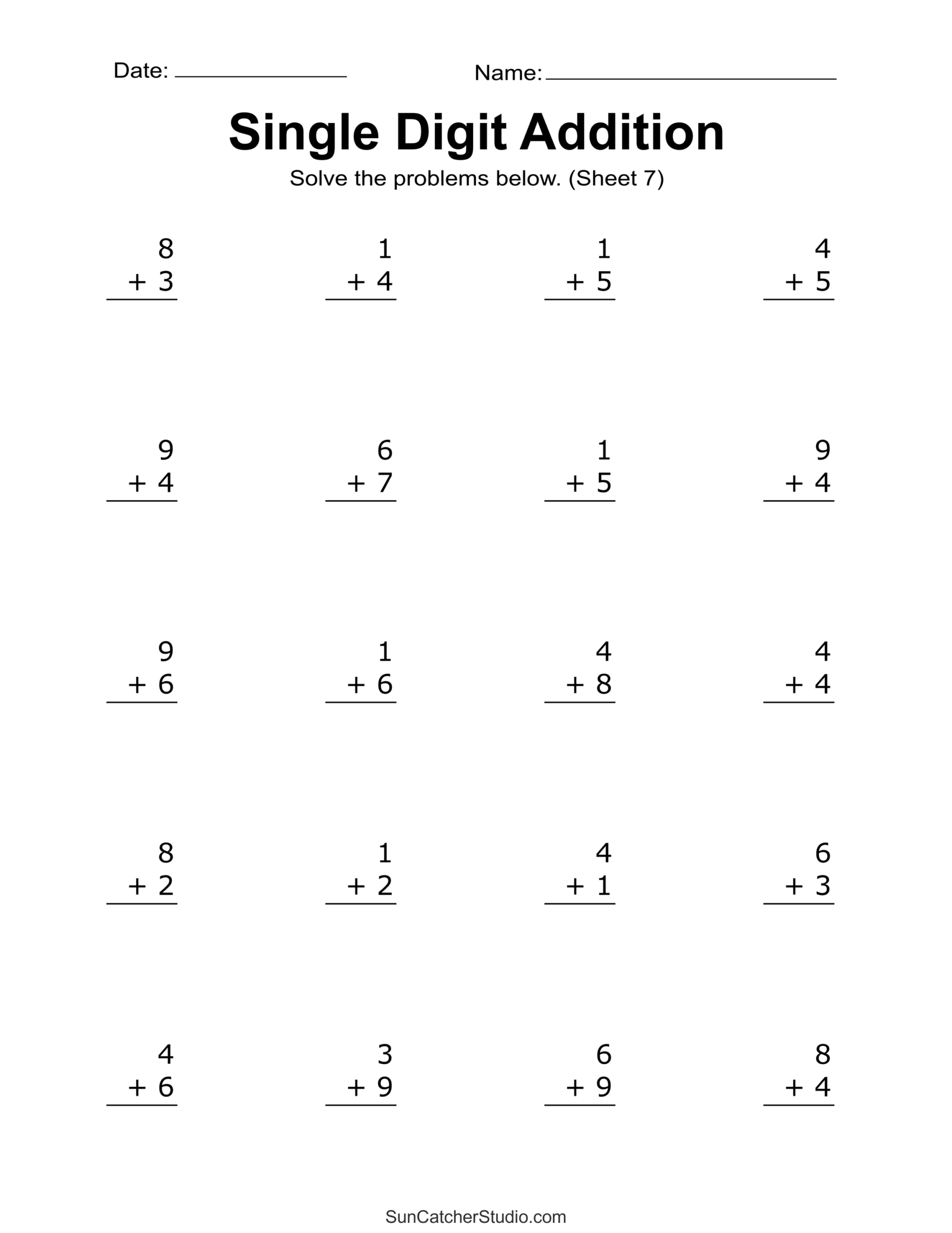 Easy Addition Worksheets Printable Free