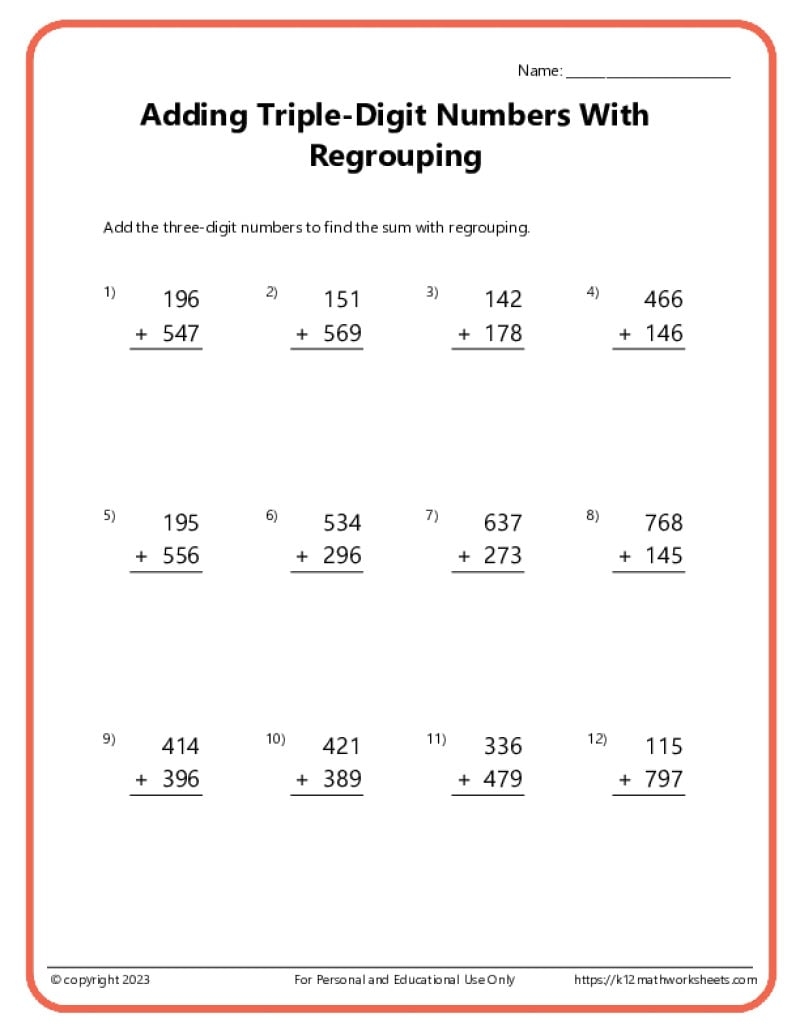 Adding Numbers Practice Worksheets Printable