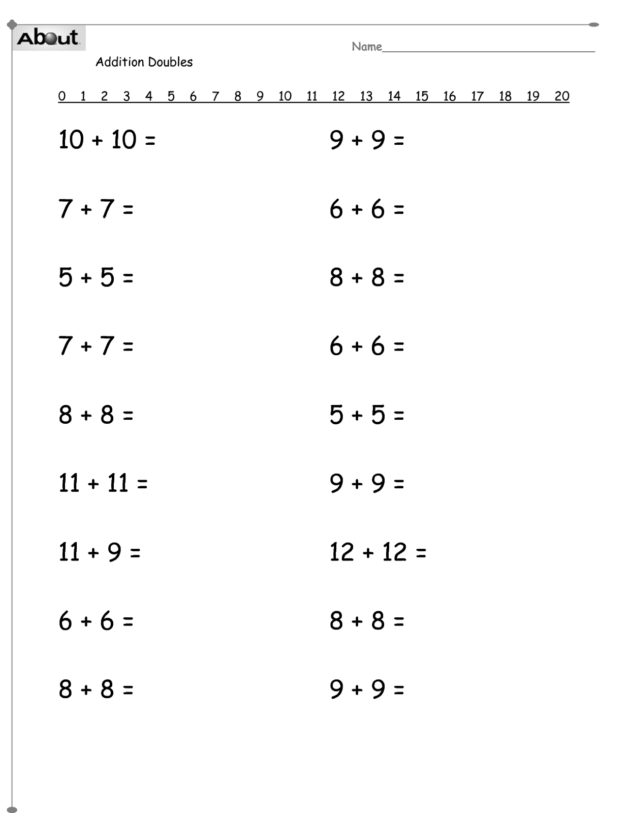 Kindergarten Addition Worksheets Printable