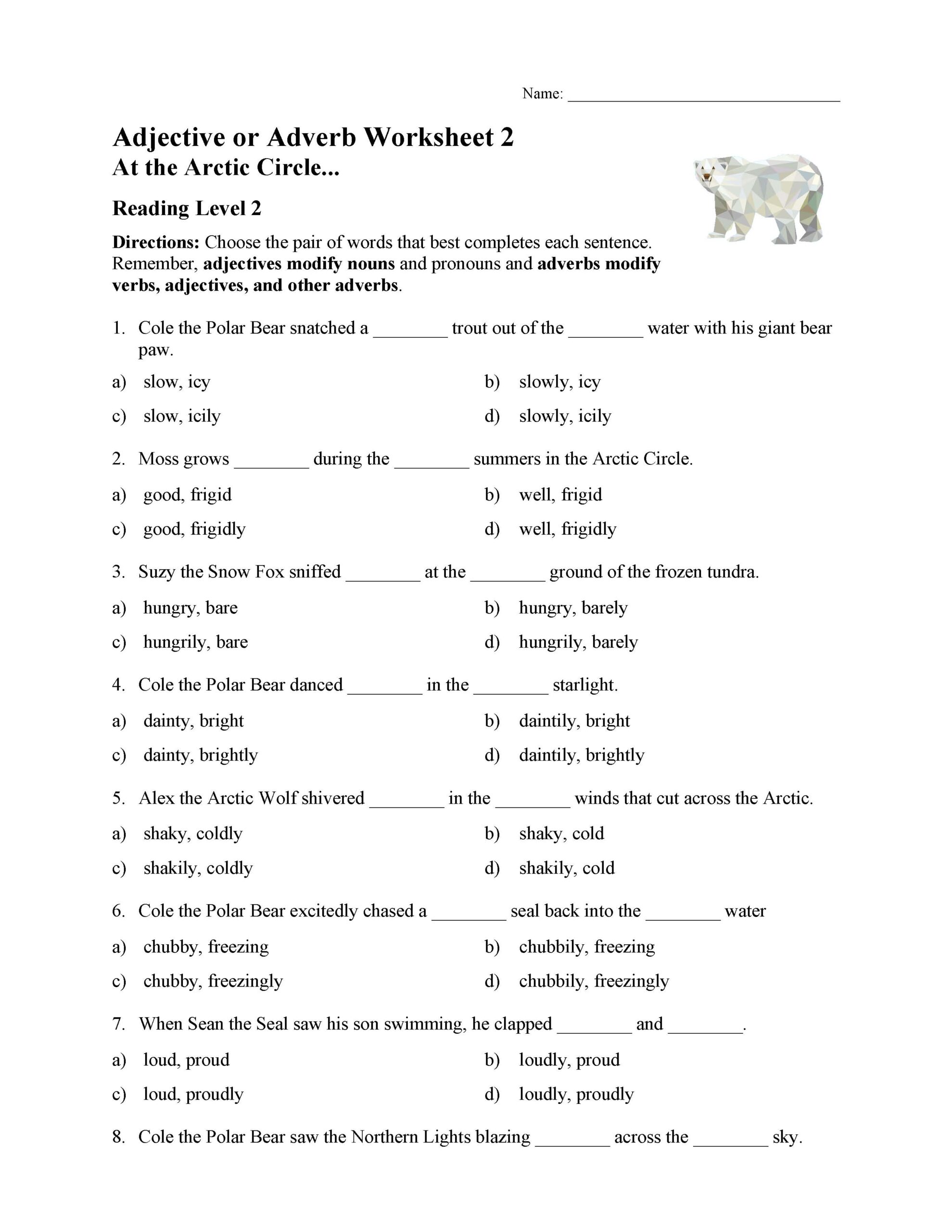 8Th Grade Printable Grammar Worksheets Adverbs