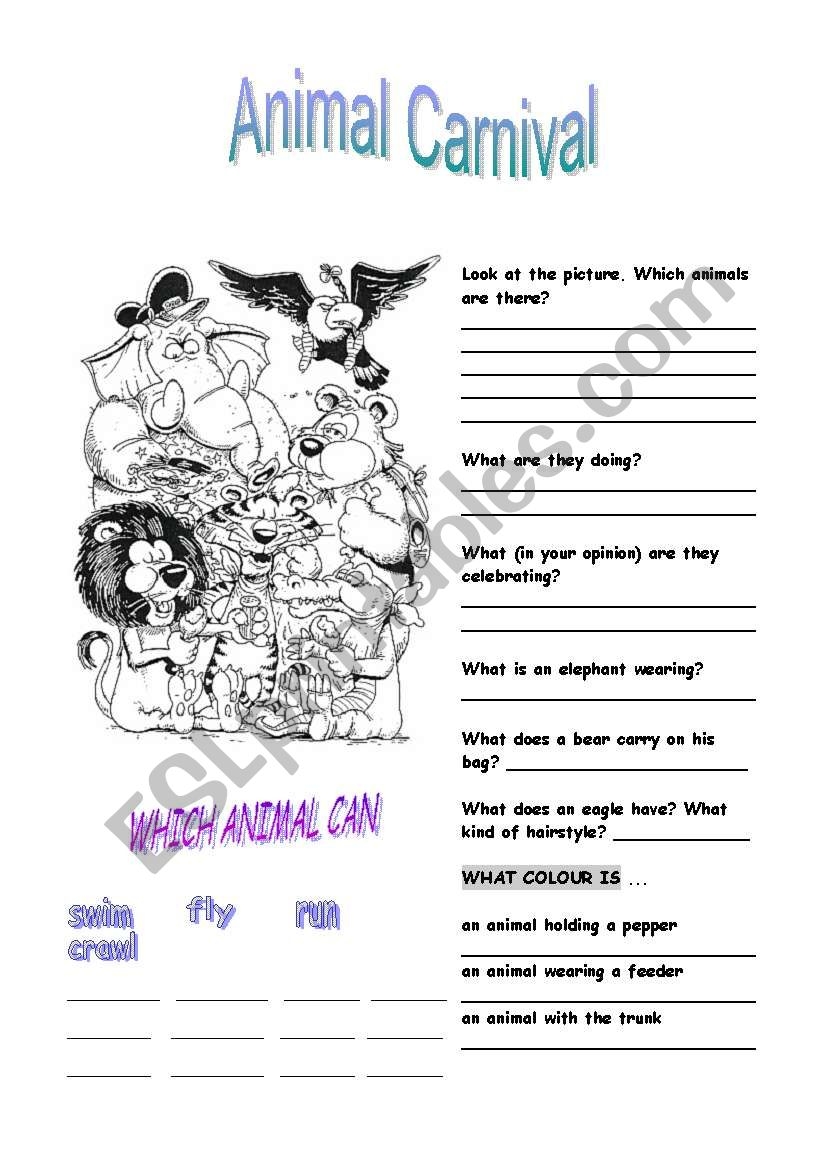 Animal Carnival ESL Worksheet By Kateg 81