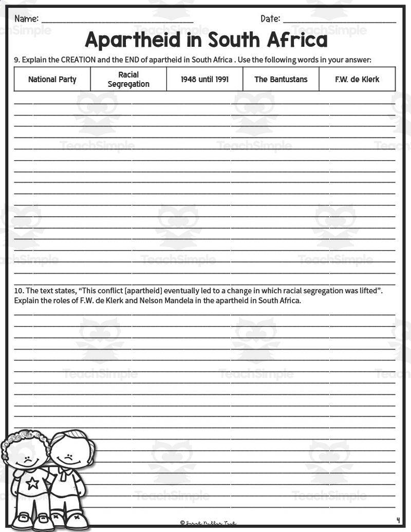 Apartheid Worksheets Apartheid Worksheets Printable