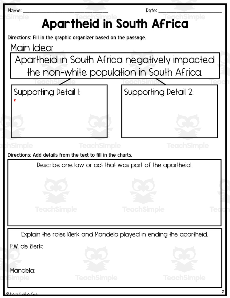 Apartheid In South Africa Reading Packet By Teach Simple