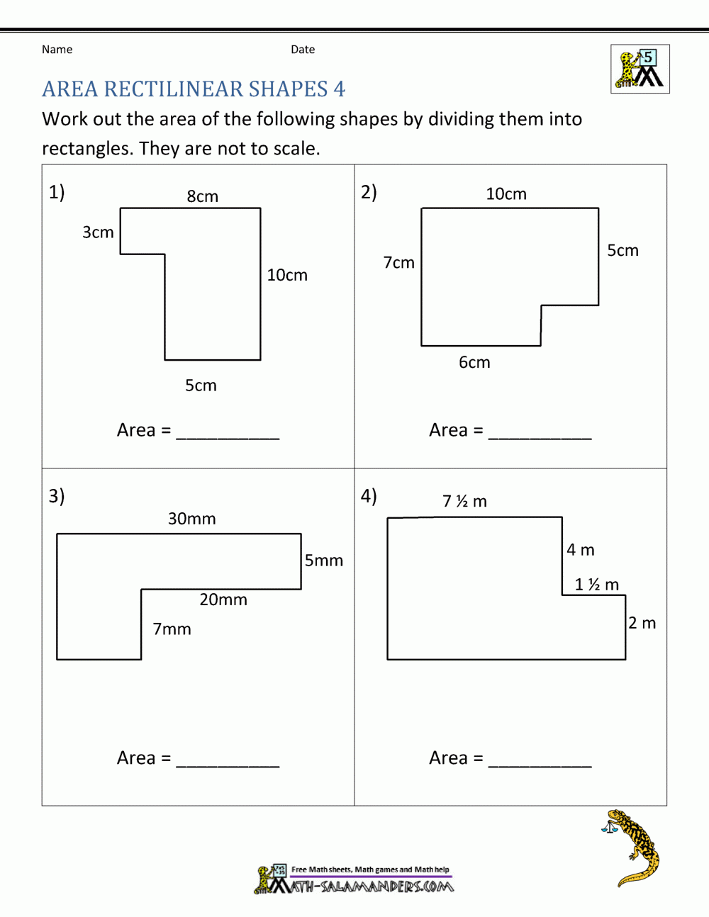 Area Of A Rectangle Fun Printable Worksheets