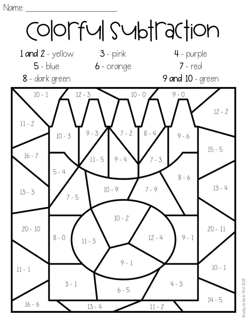 Back To School Color By Number Printables For 1st Grade