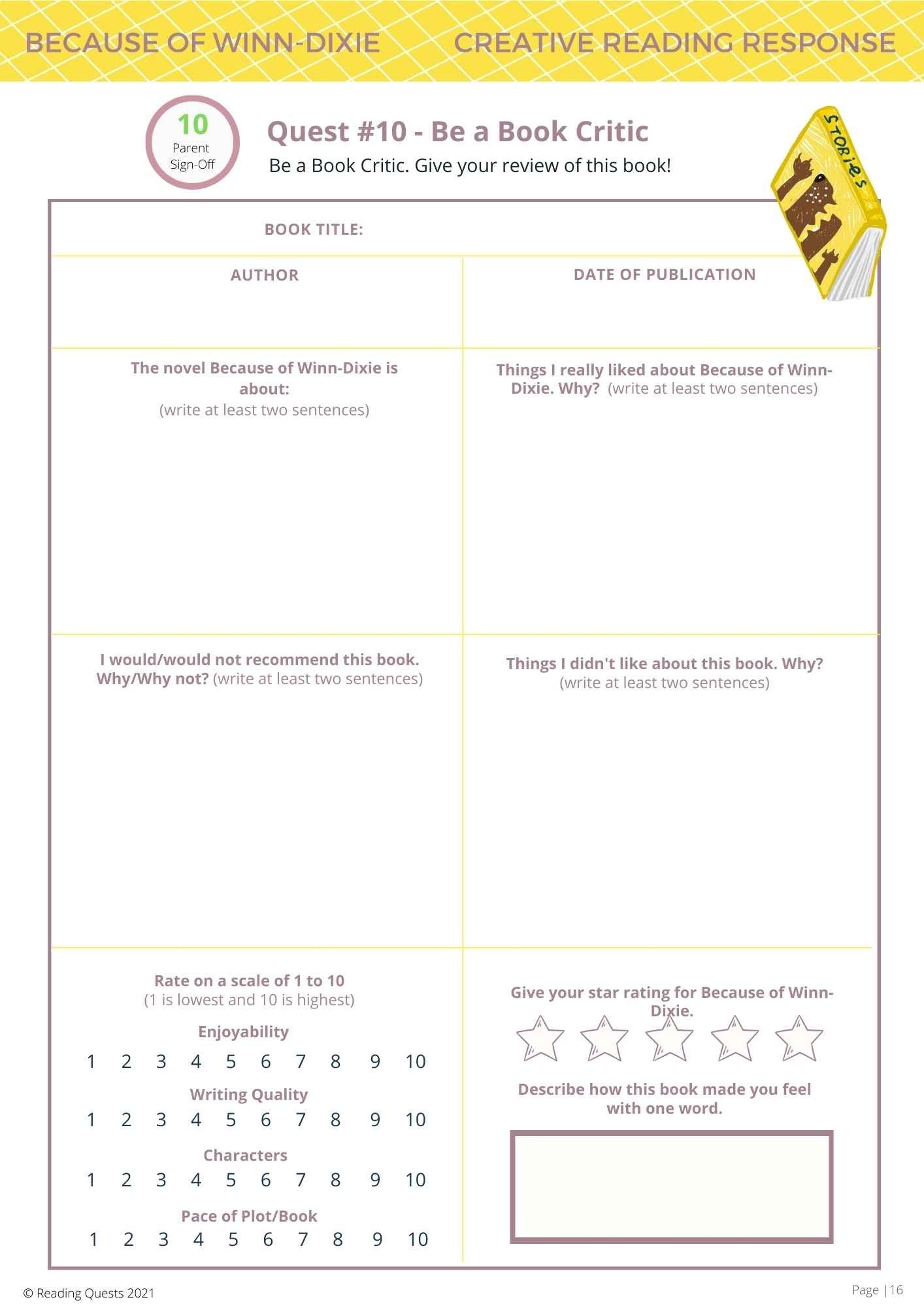 Because Of Winn Dixie Free Book Study PDF Reading Quests