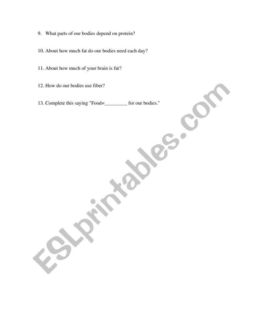 Bill Nye Printable Worksheets Nutrition