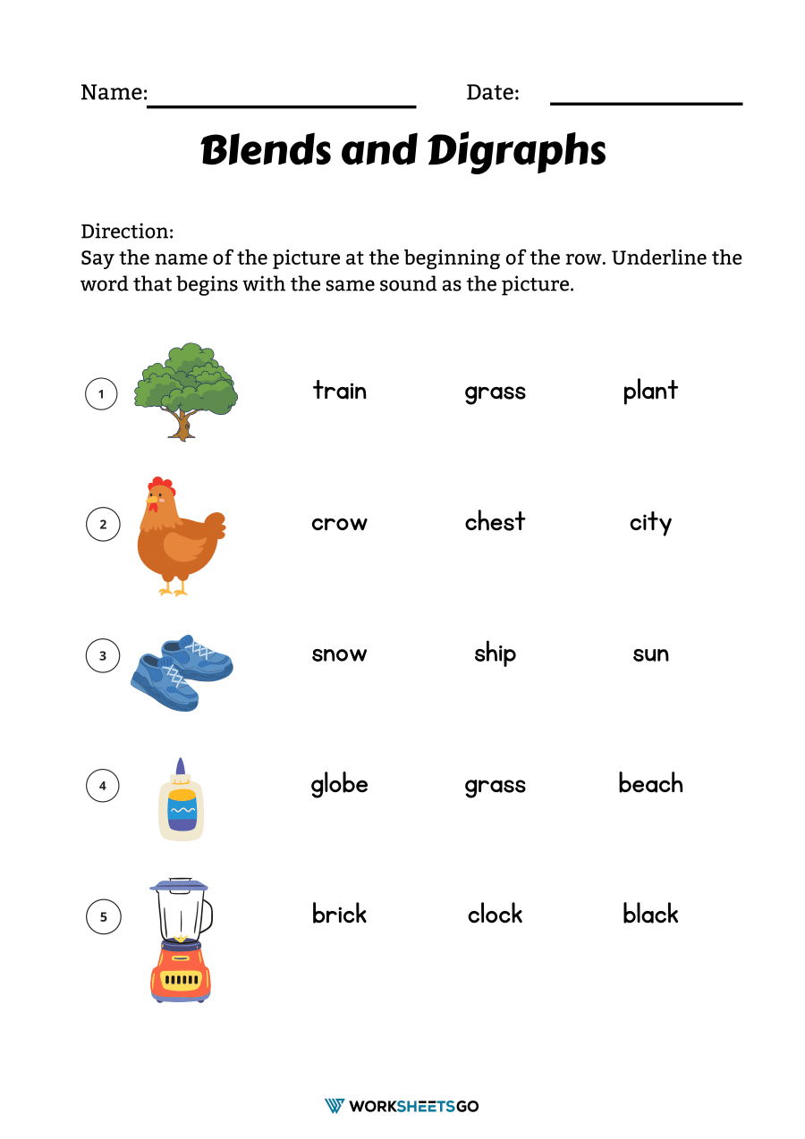 Blends Printable Worksheets 4Th Grade