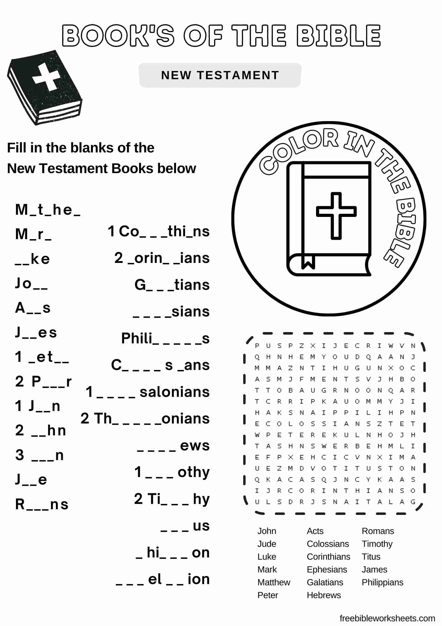 Bible Worksheets For Children Printable