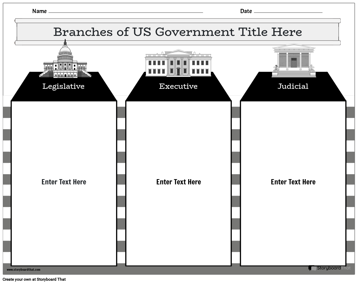 3 Branches Of Government Printable Worksheets