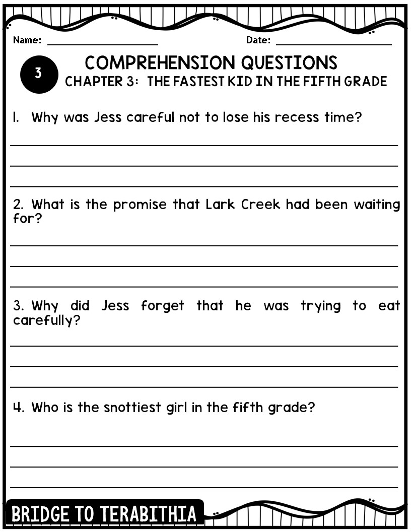 Bridge To Terabithia Printable Worksheets