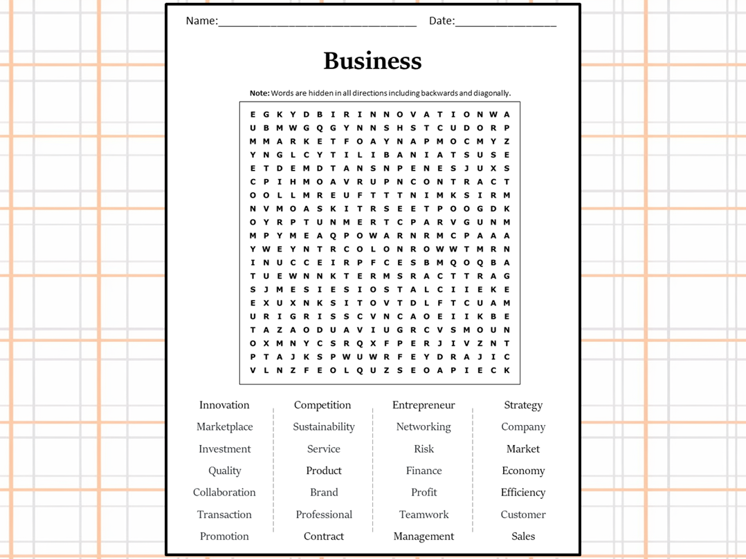 Business Printable Worksheets Business Vocabulary Word Match
