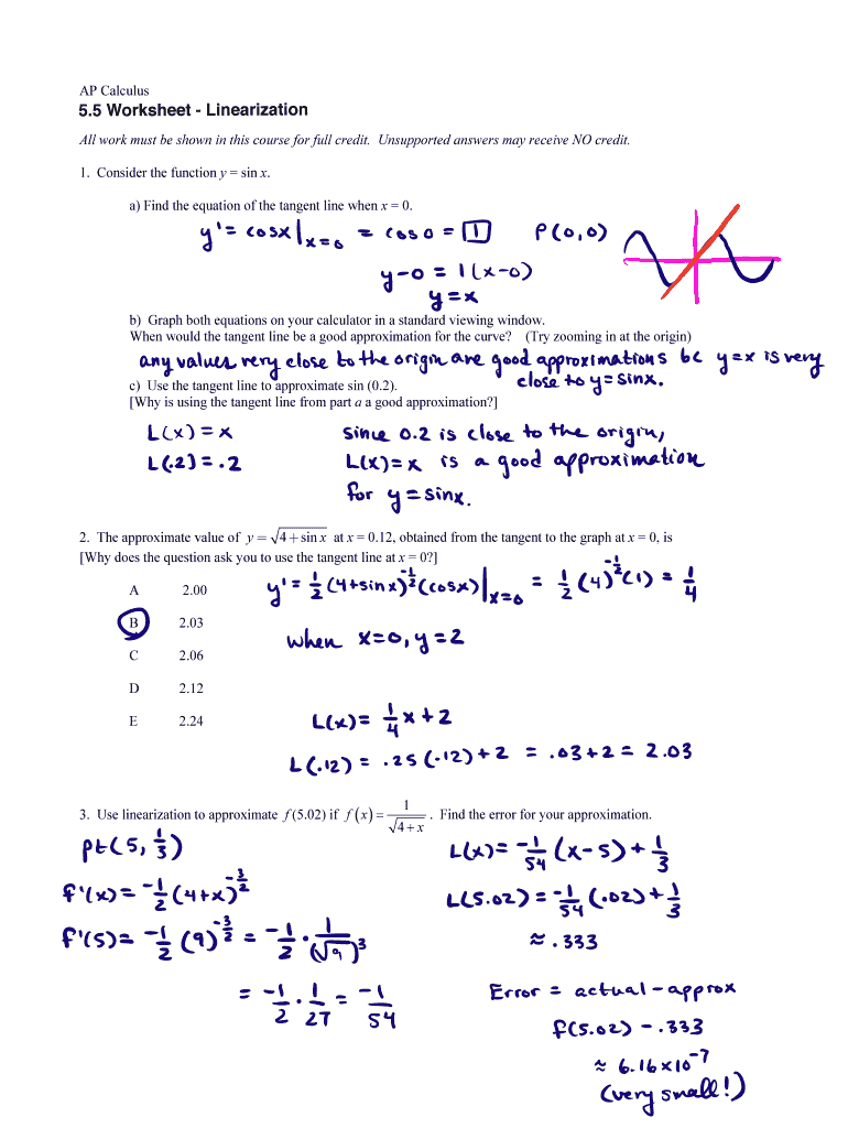 Calculus Worksheets With Answers Pdf Fill Online Printable Fillable Blank PdfFiller