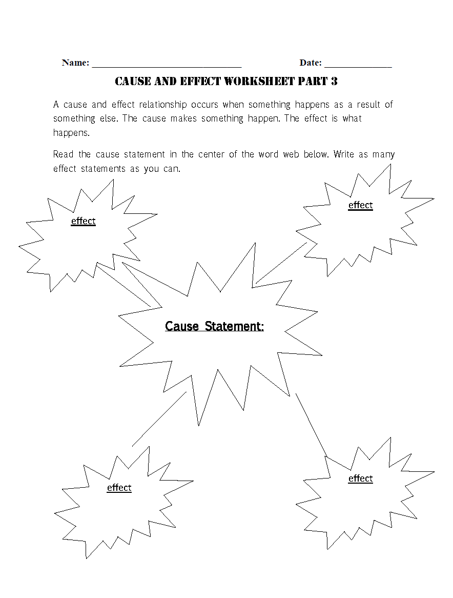 Cause And Effect Printable Worksheets
