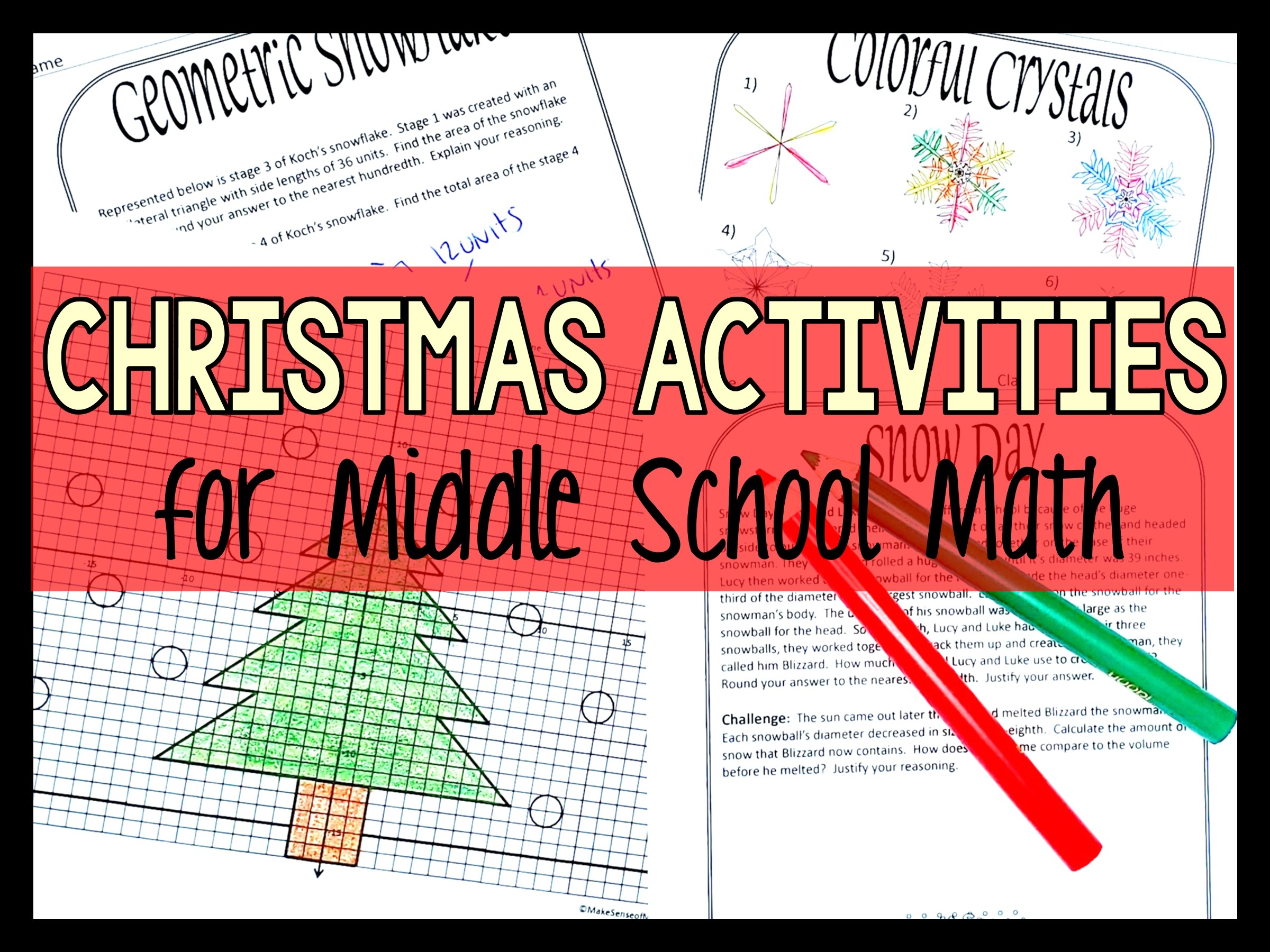 Christmas Math Printable Worksheets For Middle School