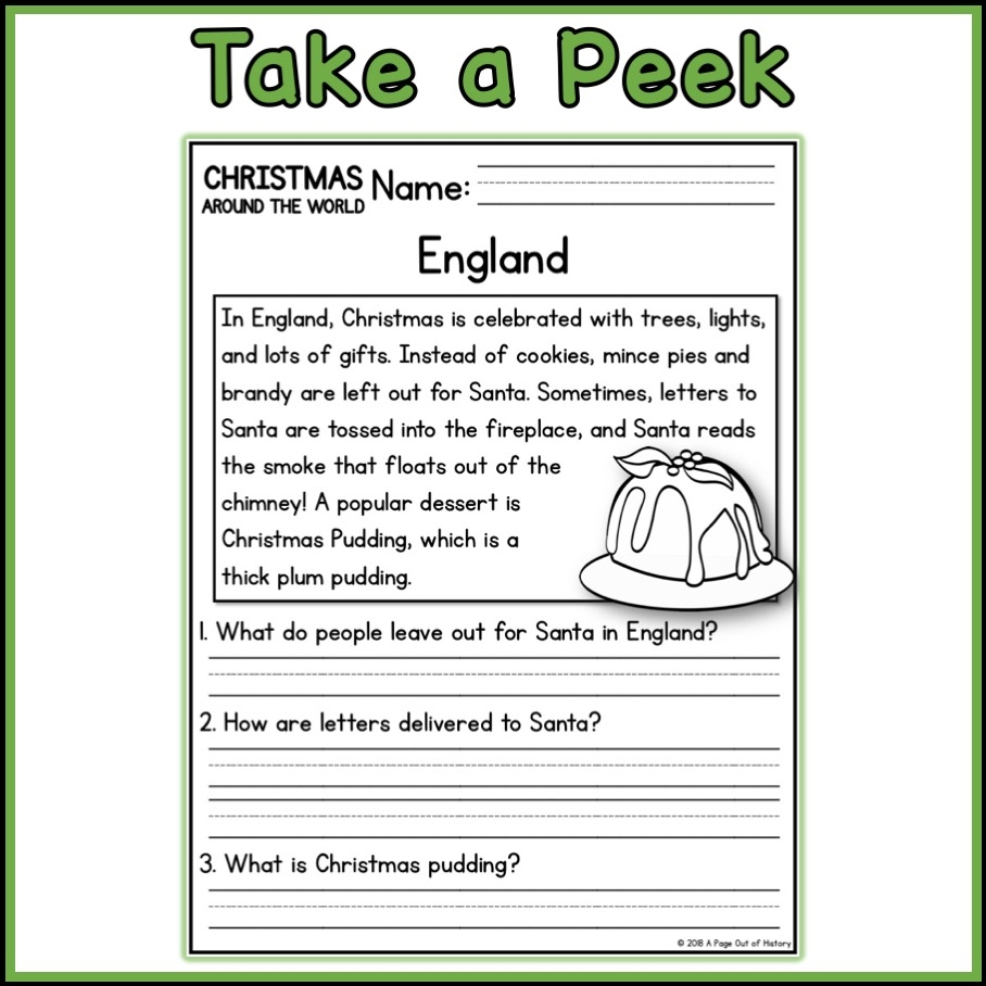 Christmas Around The World Social Studies Reading Comprehension K 2 Made By Teachers