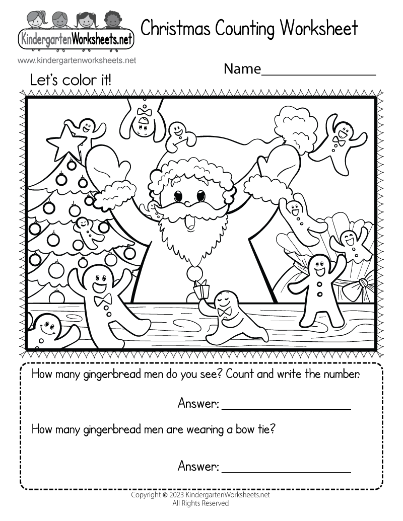 Kindergarten Christmas Worksheets Printable