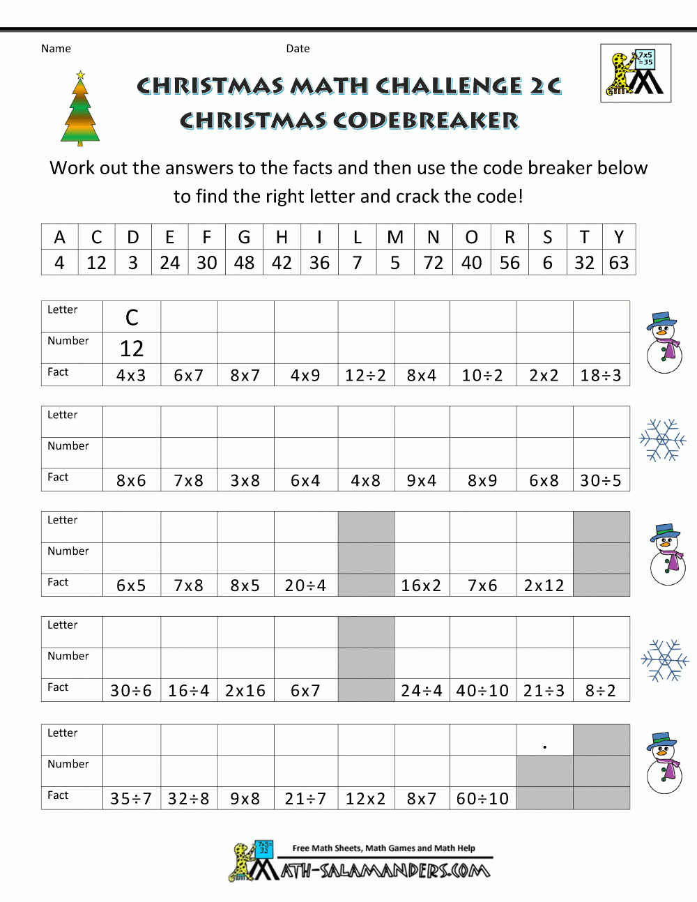 8Th Grade Printable Christmas Worksheets