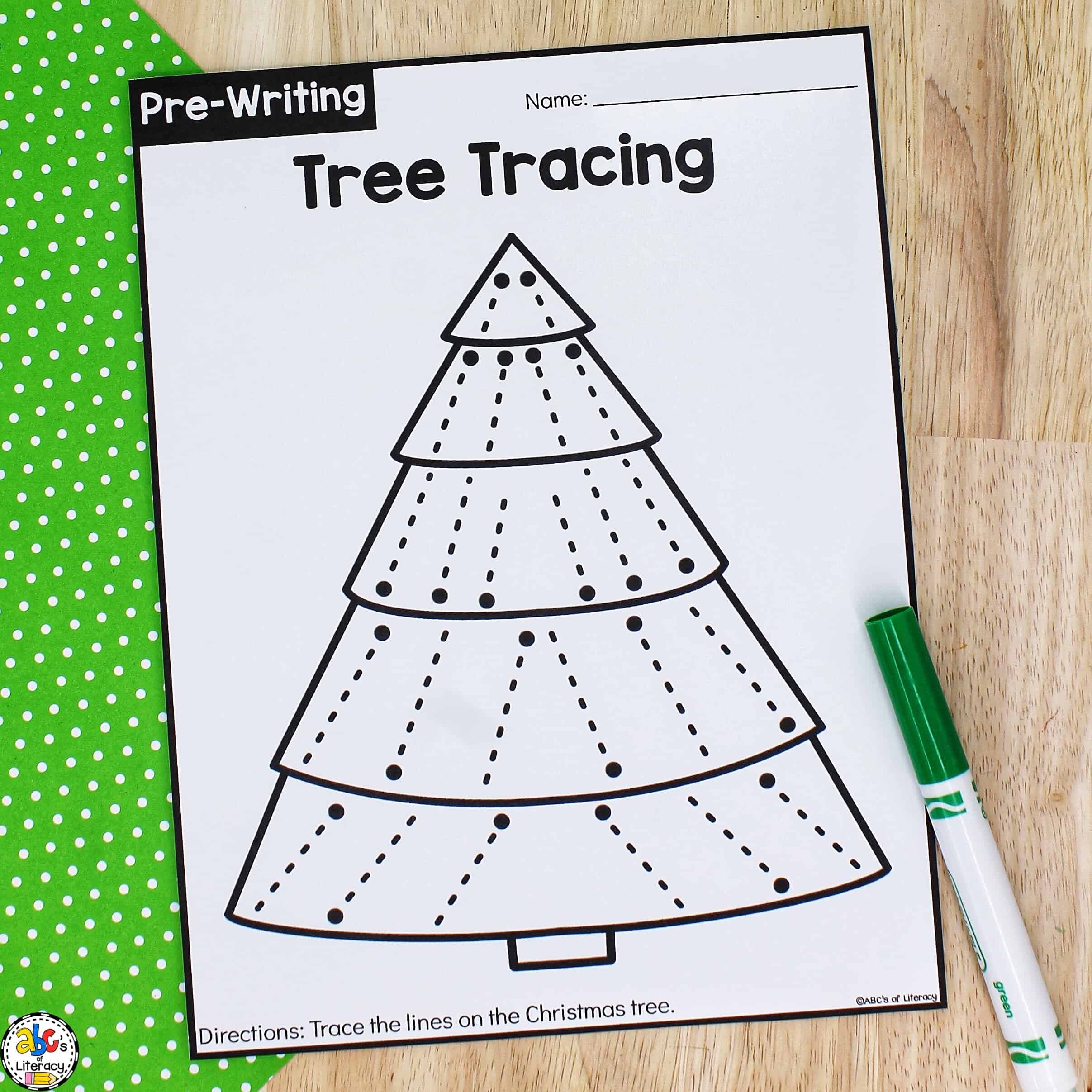 Christmas Tree Handwriting Worksheets Printable